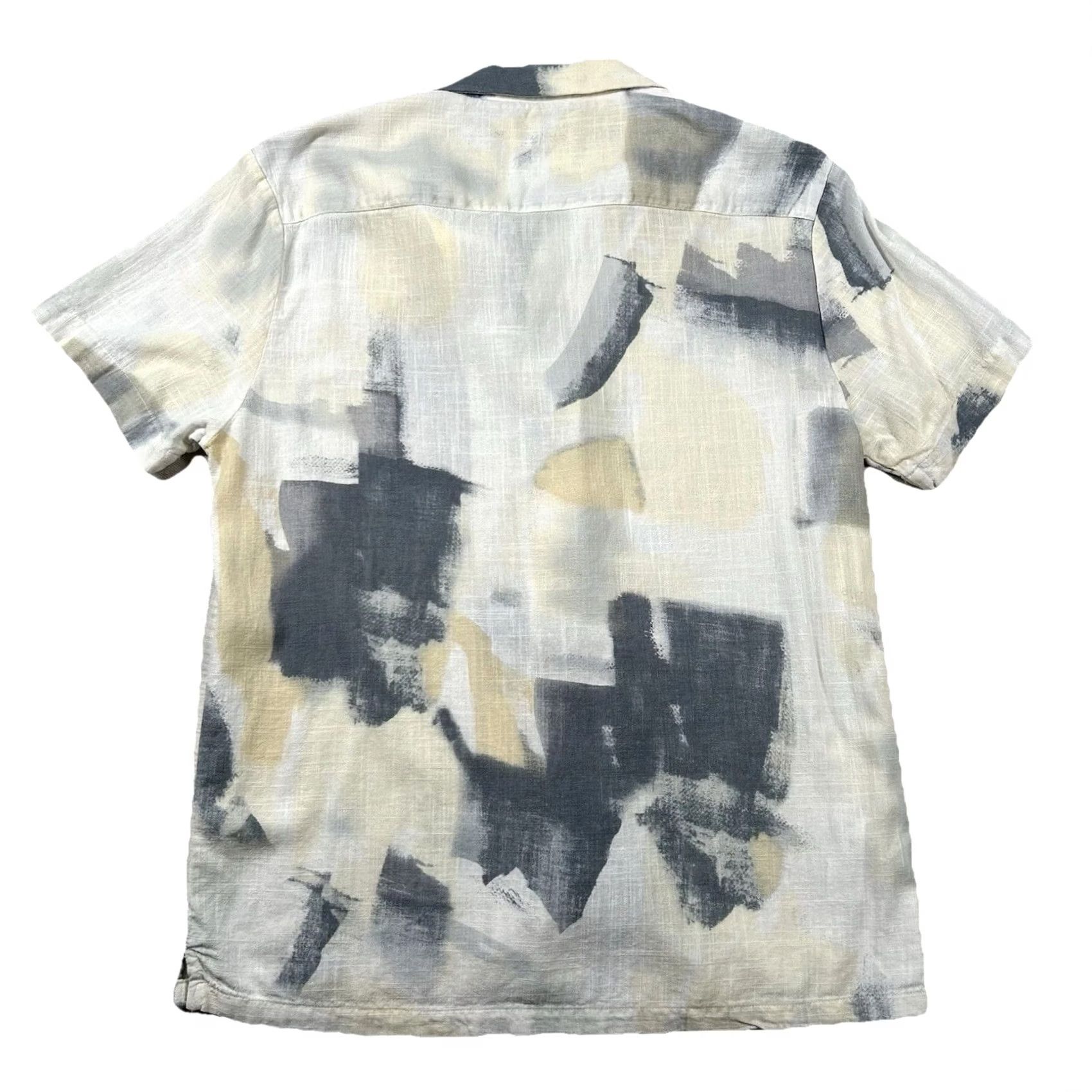 ASH Porter & Ash Shirt Mens L Linen Blend Rayon Geometric Abstract Button Up Beachy Shirt Beach Men's L Ivory Geometric Beach Theme Mens Size US L / EU 52-54 / 3 - 2 Thumbnail