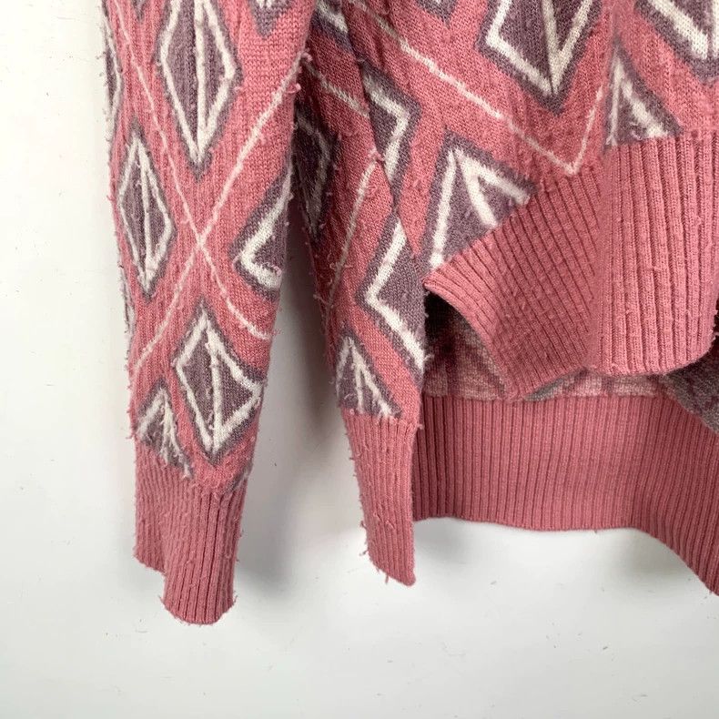 Dior Dior 22 pink diamond pattern full-print V-neck wool sweater Size US S / EU 44-46 / 1 - 4 Thumbnail