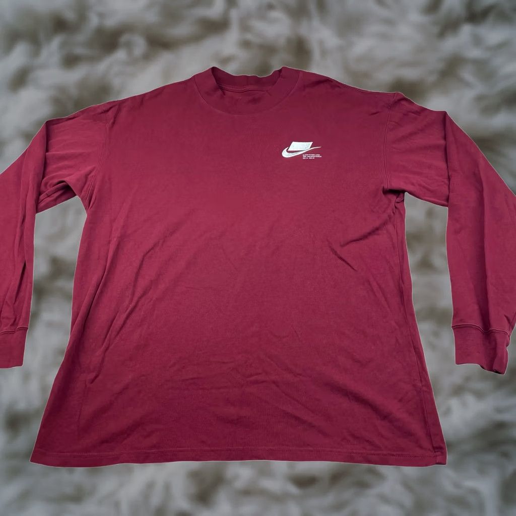 Nike Nike Men's Block Futura T-Shirt Burgundy 100% Cotton L/S Mock Neck Long Sleeve Large DP4114-638 Size US L / EU 52-54 / 3 - 1 Thumbnail