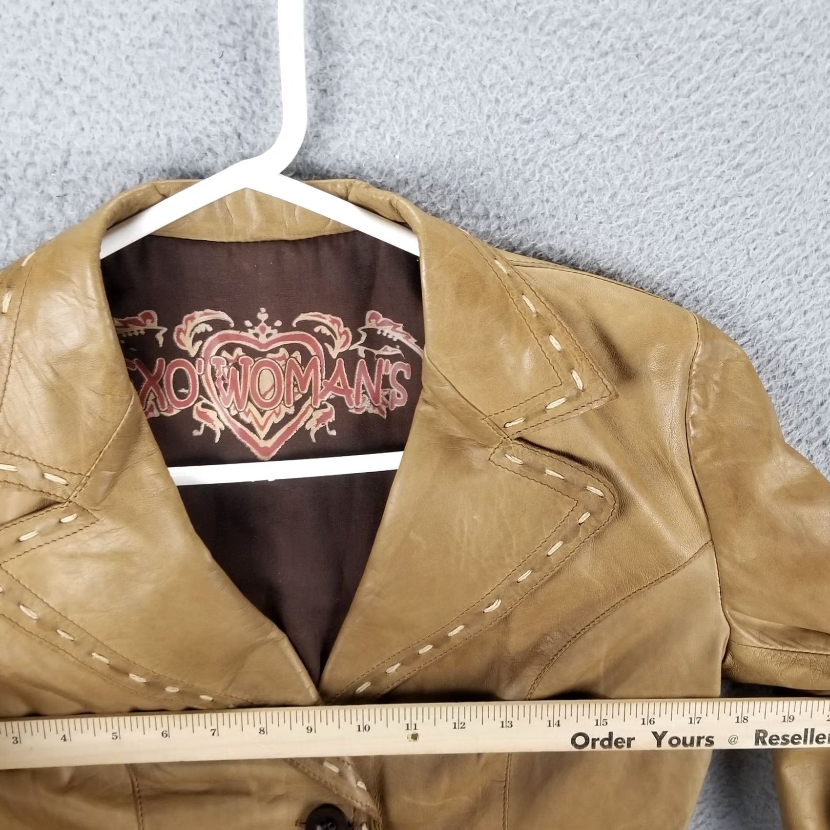Vintage EXO Women Leather Moto Jacket Small Tan Thick Stitch 2-Button Cuff Made in Italy Shirt Womens XS Beige Leather Motorcycle All Seasons Size S / US 4 / IT 40 - 5 Thumbnail