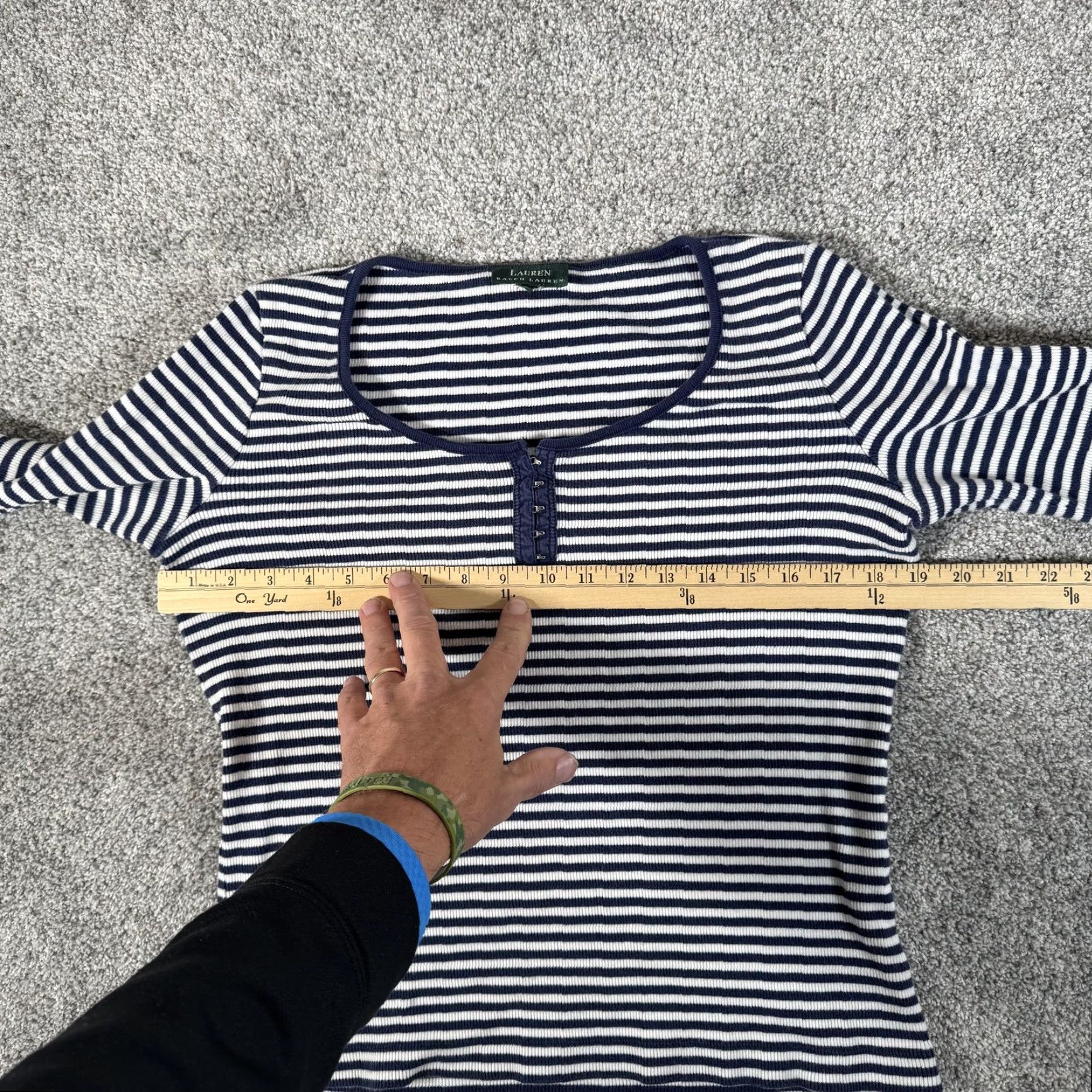 Ralph Lauren VINTAGE Lauren Ralph Lauren Shirt M Henley Ribbed Nautical Preppy Parisian Bella Swann Size M / US 6-8 / IT 42-44 - 4 Thumbnail