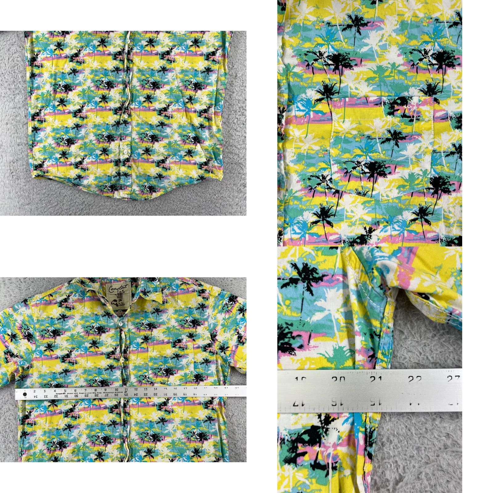 Vintage Coastal Button-Up Shirt Mens Large Yellow Floral Hawaiian Cotton Palm Tree Shirt Size US L / EU 52-54 / 3 - 8 Thumbnail