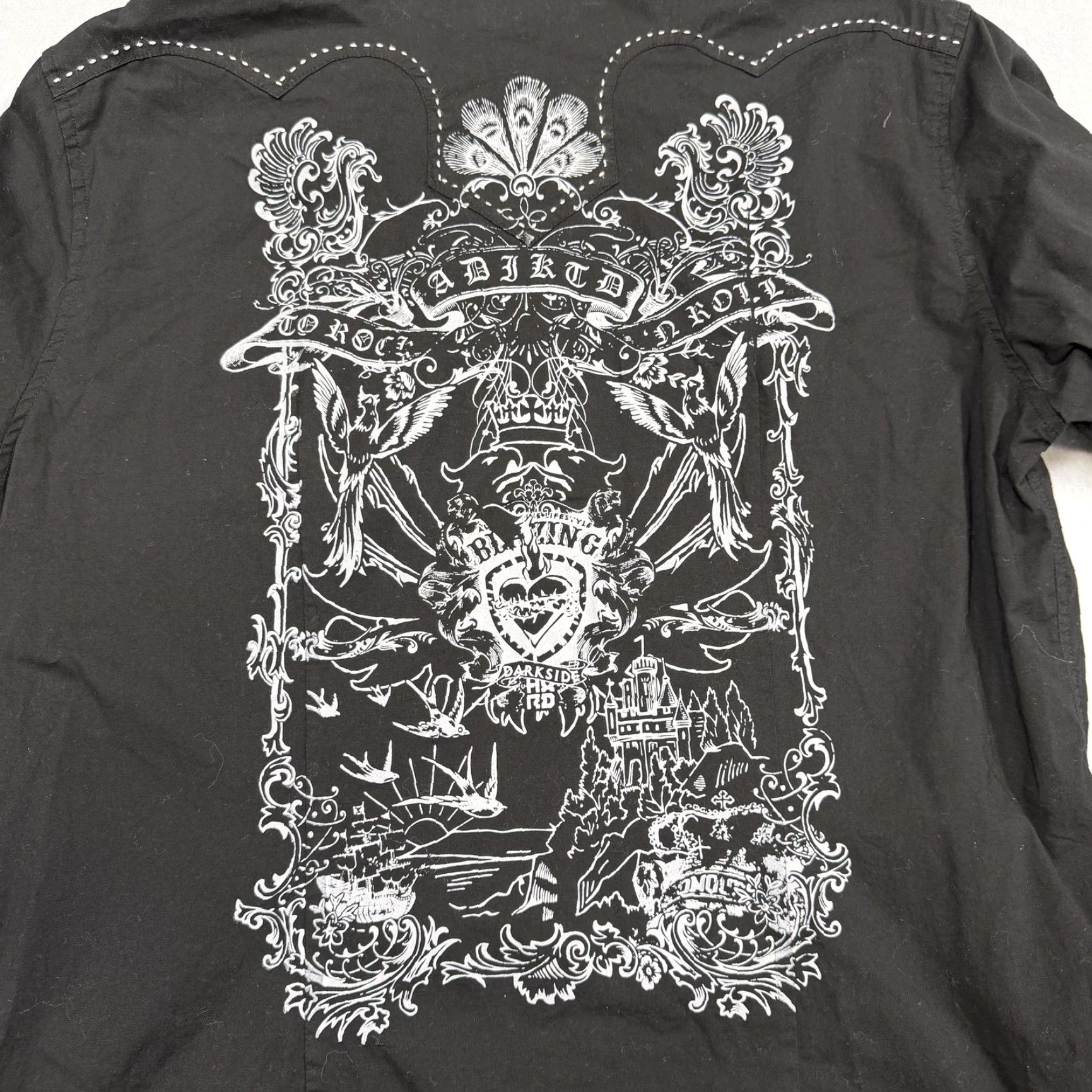 Vintage Adiktd Shirt Mens Medium Black Embroidered Western Rock Snap Button Front Size US M / EU 48-50 / 2 - 5 Thumbnail