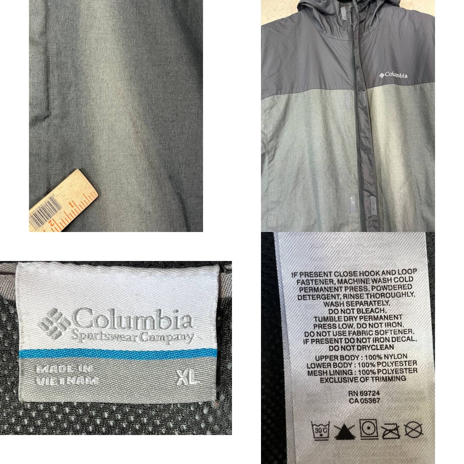 Rains Columbia Rain Jacket Waterproof Hooded Black Gray XL Men Jacket Zip Pockets All Seasons Windproof Weathergear Quick Dry Lined Packable Size US XL / EU 56 / 4 - 8 Thumbnail