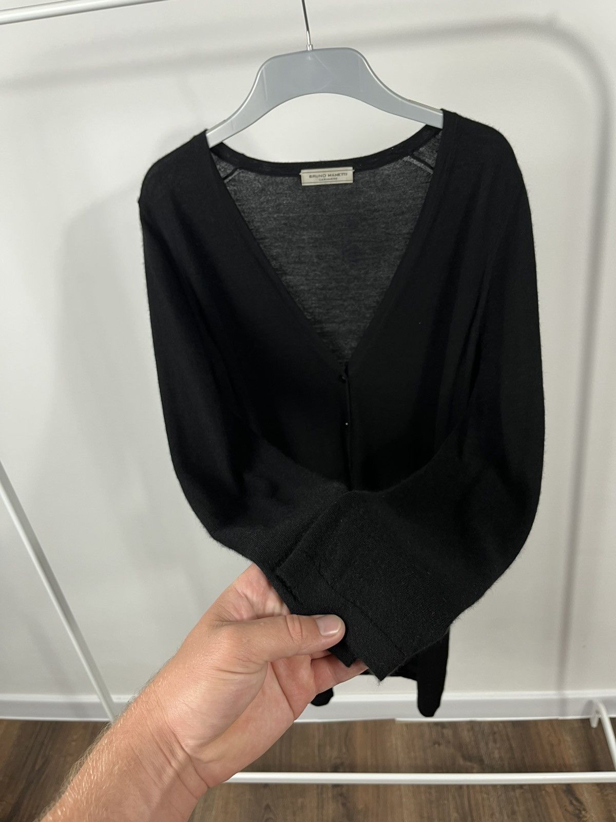 Designer Bruno Manetti Black Cashmere Long Cardigan IT 46 Women’s L Size L / US 10 / IT 46 - 9 Thumbnail