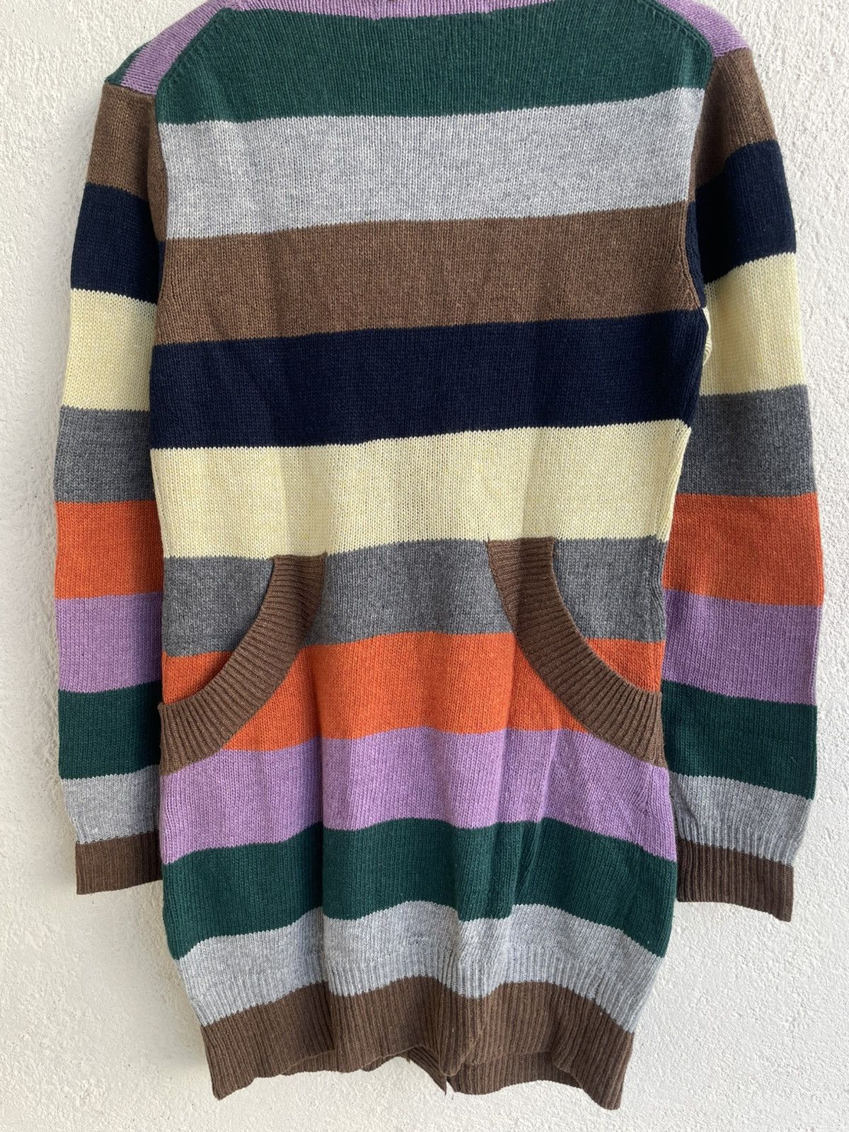 Issey Miyake 2000s Merci Multi Stripe Long Cardigan Hysteric Y’s CDG Miu Size M / US 6-8 / IT 42-44 - 7 Thumbnail