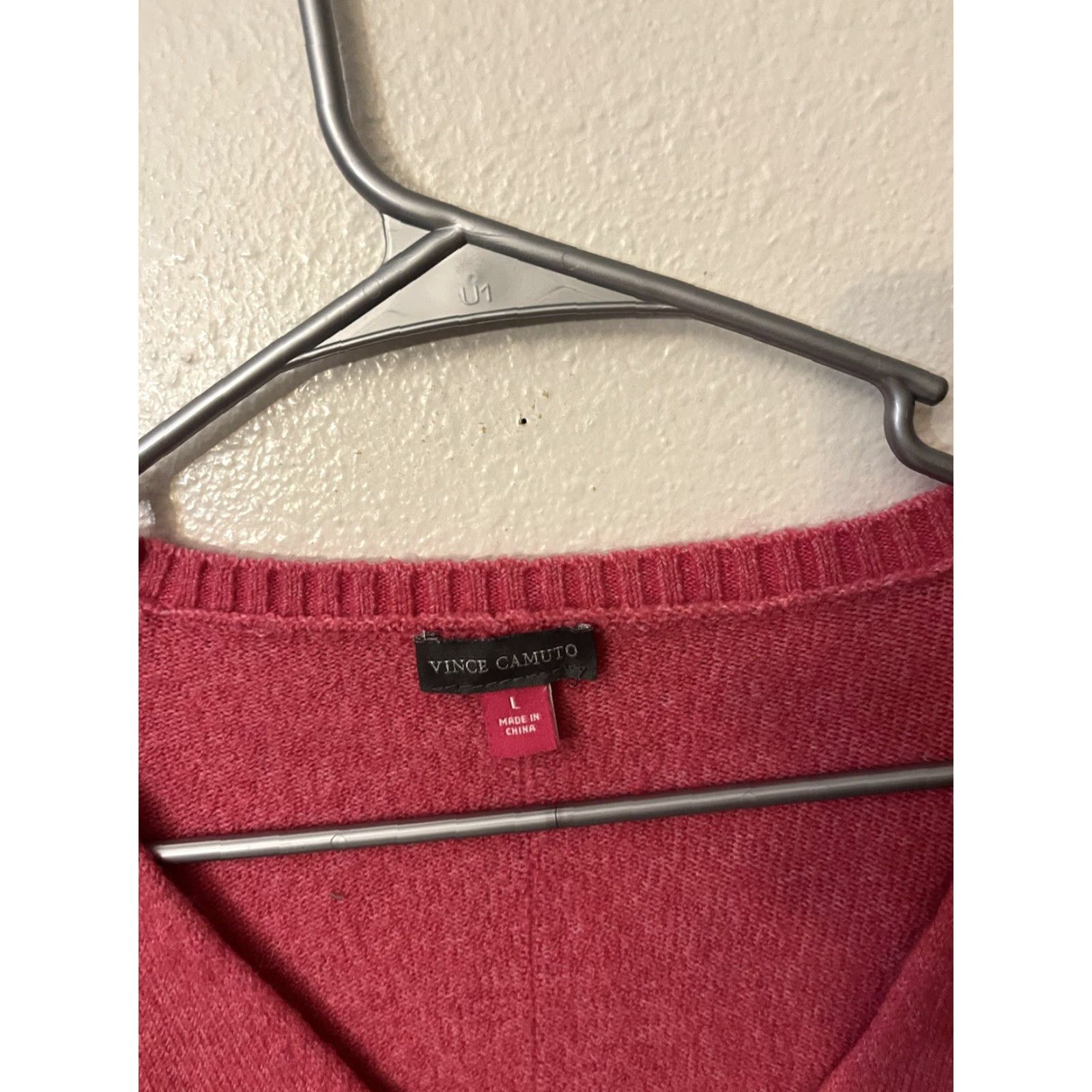 Vince Camuto Vince Camuto Pink V-Neck Sweater Top L Women Pullover Knit Long Sleeve Size L / US 10 / IT 46 - 3 Thumbnail