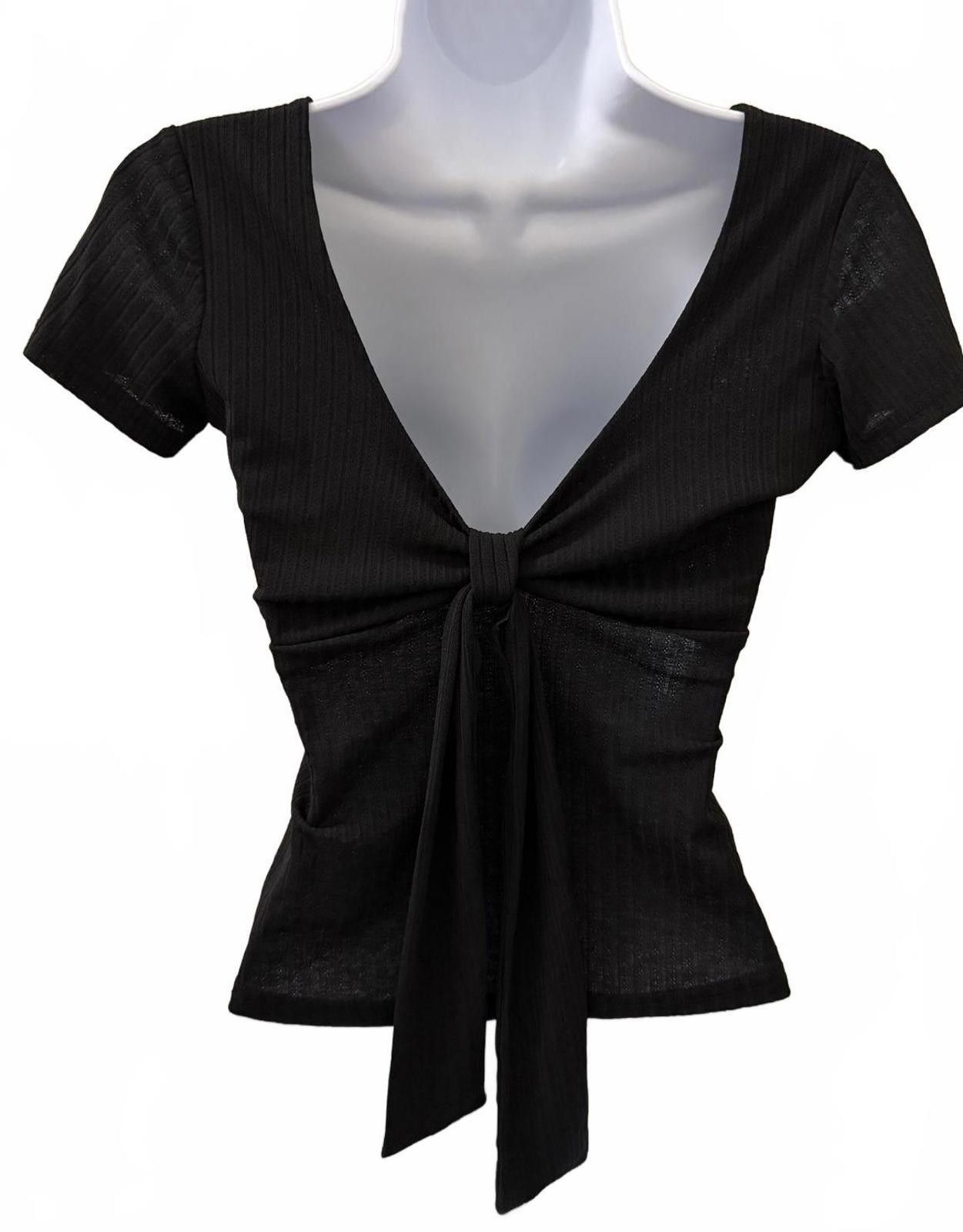Other HAPPO Knit Top w/ Back Tie in Black (X-SMALL/SMALL) Size XS / US 0-2 / IT 36-38 - 1 Thumbnail