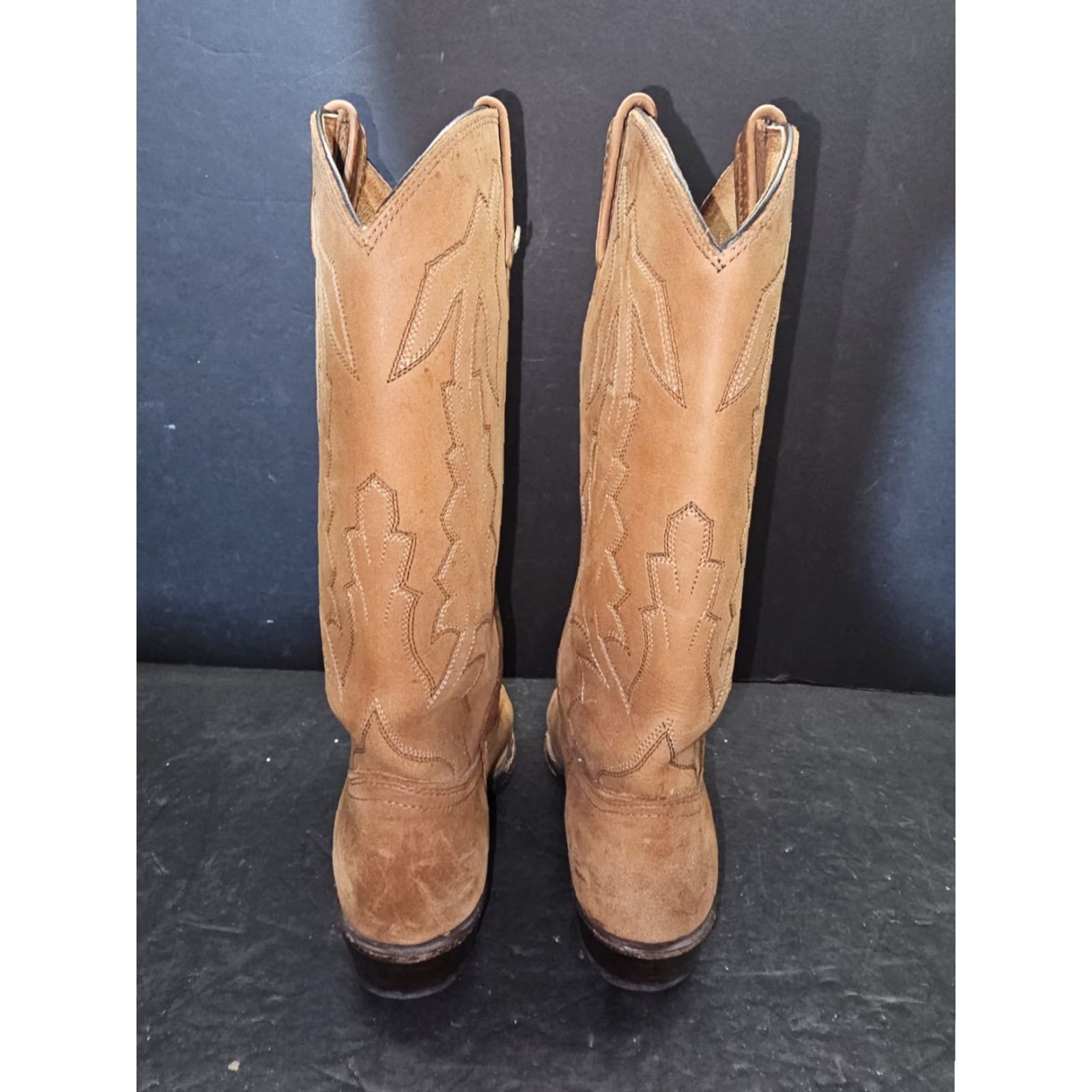 Dan Post VINTAGE Dan Post Marlboro Boots Tan Cowhide Leather Western Cowboy Sz 7M - Classic Cowboy Boots, 1970s, Leather, Boots, tan, Mens Size US 7 / EU 40 - 6 Thumbnail