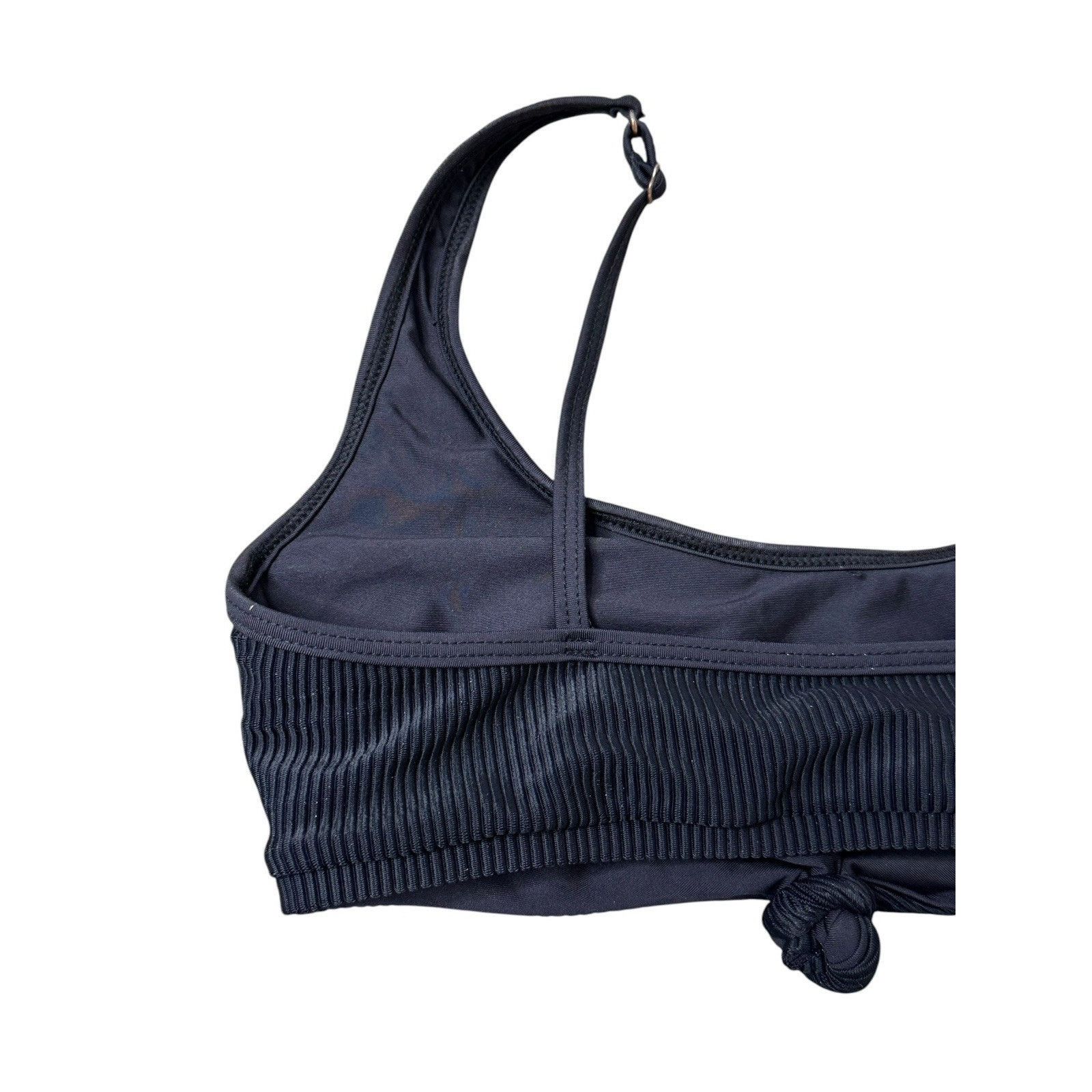 Other FRANKIES BIKINIS Black Ribbed Knotted Scoop Neck Greer Top Size ONE SIZE - 7 Thumbnail