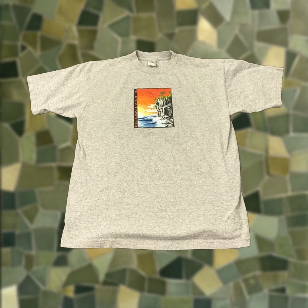 Ocean Pacific VINTAGE Ocean Pacific Shirt Mens L Gray 90s Y2K Tribal Surf Beach California Retro Cotton Polyester Short Sleeve Crew Neck T-Shirt Men Size US L / EU 52-54 / 3 - 1 Thumbnail