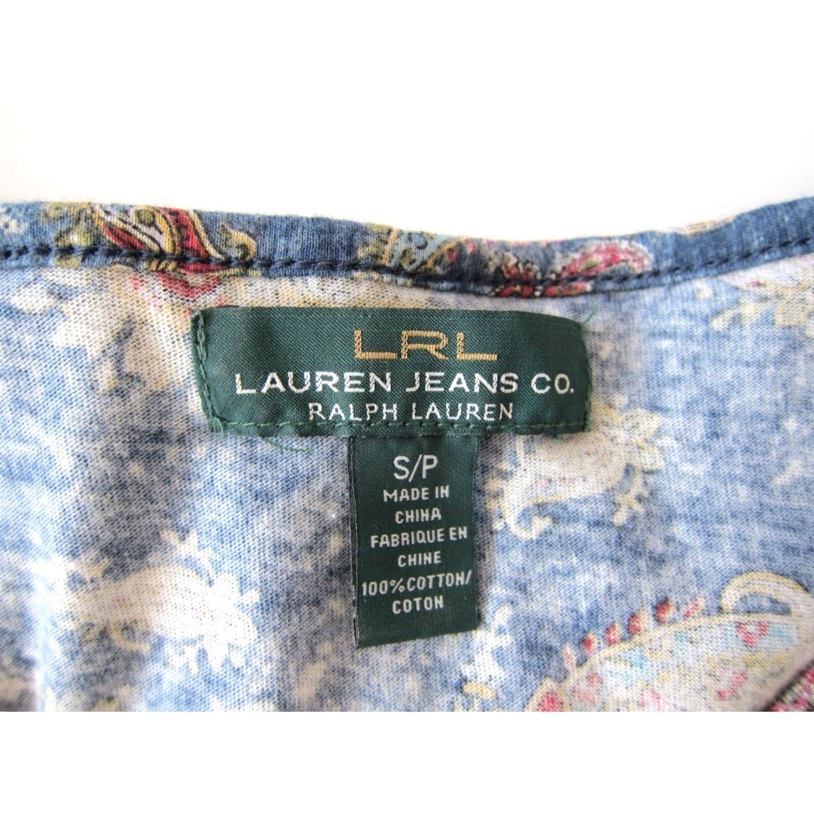 Ralph Lauren Ralph Lauren Jeans Co. Cotton Blue Paisley Floral Ruffle 3/4 Sleeve Blouse Small Size S / US 4 / IT 40 - 4 Thumbnail
