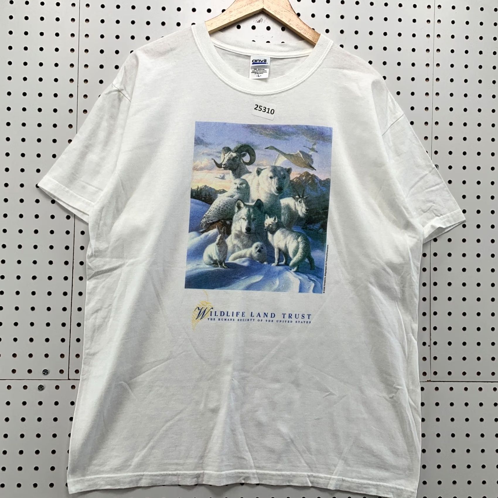 Anvil VINTAGE Nature Animal Shirt White Wolves Wild Life Land Trust Tee Large Unisex Adults Size US L / EU 52-54 / 3 - 2 Thumbnail