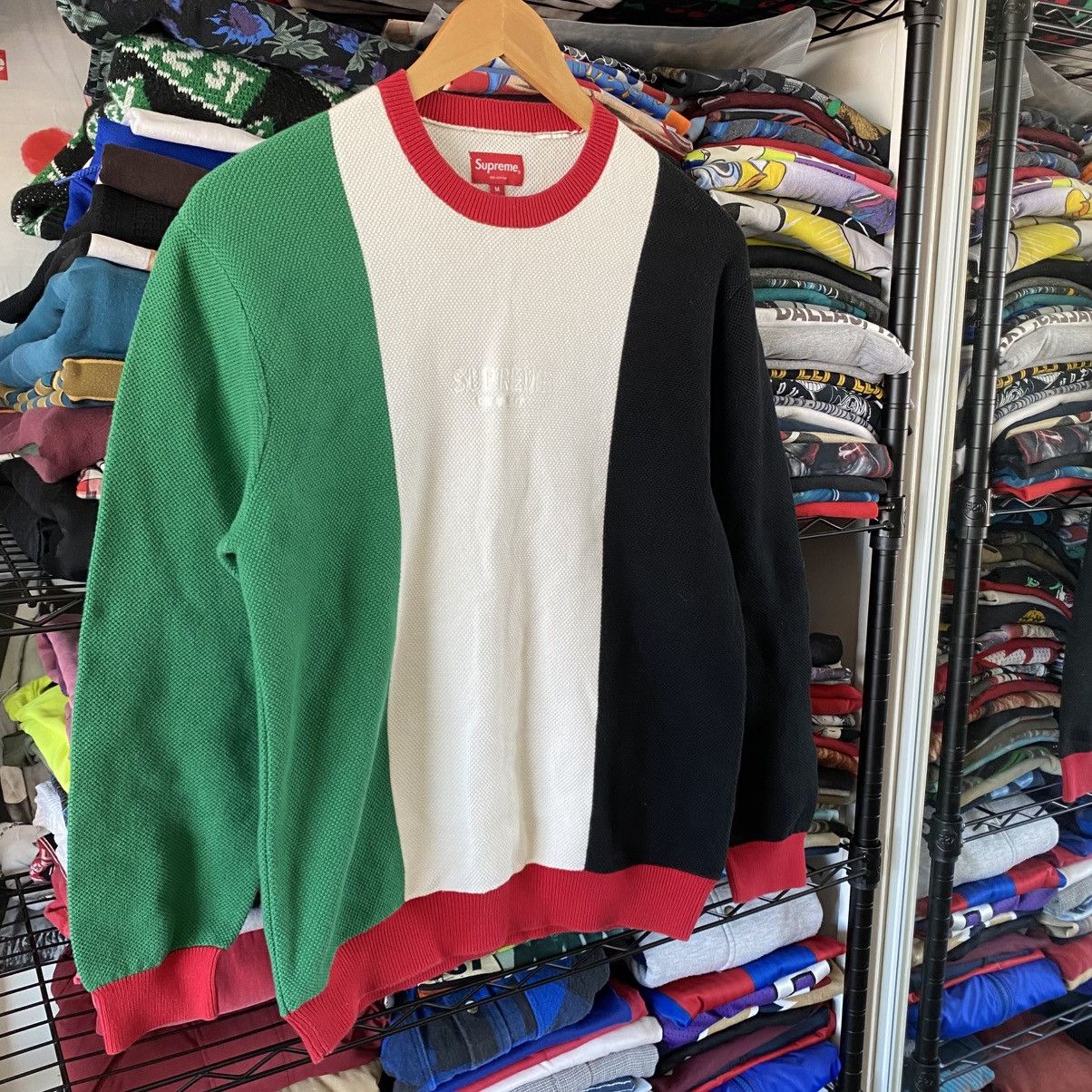 Supreme Supreme Pique Crewneck Sweater Multi Color 2018 Size US M / EU 48-50 / 2 - 4 Thumbnail