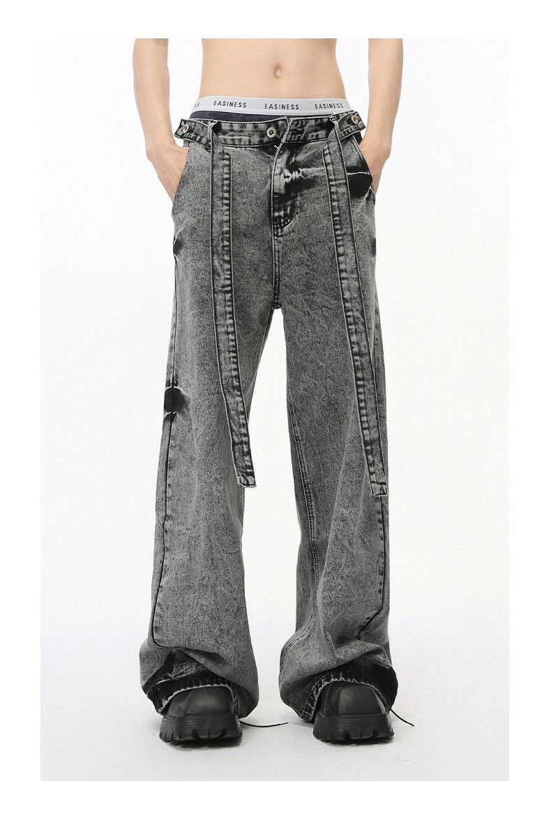 Japanese Brand American high-street lace-up silhouette color-blocked jeans Size US 32 / EU 48 - 3 Thumbnail