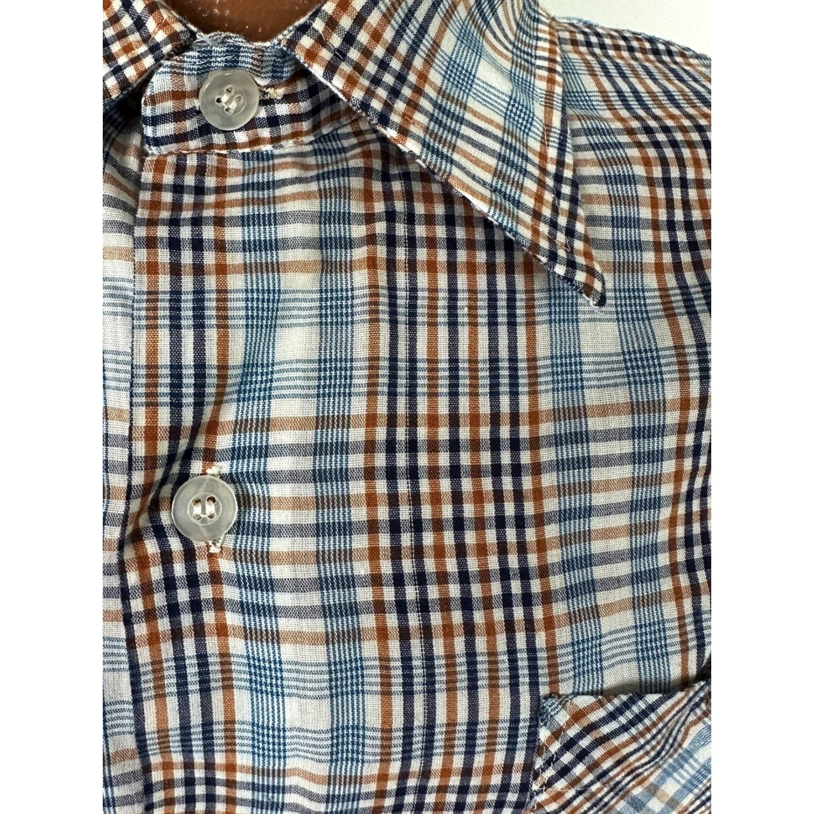 Sears VINTAGE Sears Perma-Prest Shirt Men XL Slim Plaid Long Sleeve Button Up Blue Size US XL / EU 56 / 4 - 6 Thumbnail