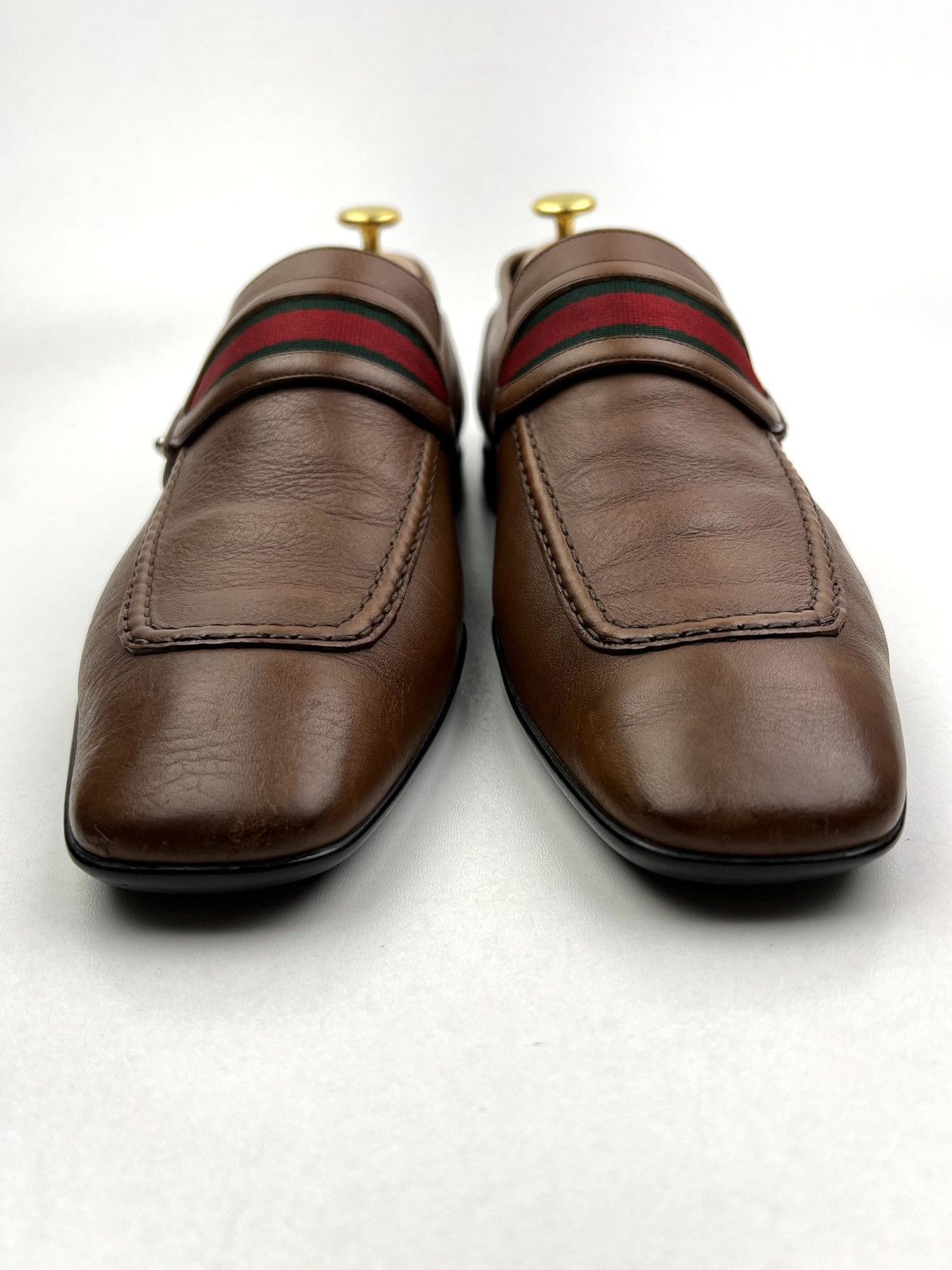 Gucci GUCCI Loafers Leather Shoes Slip Ons Web Stripe Brown Men’s Size US 7.5 / EU 40-41 - 5 Thumbnail