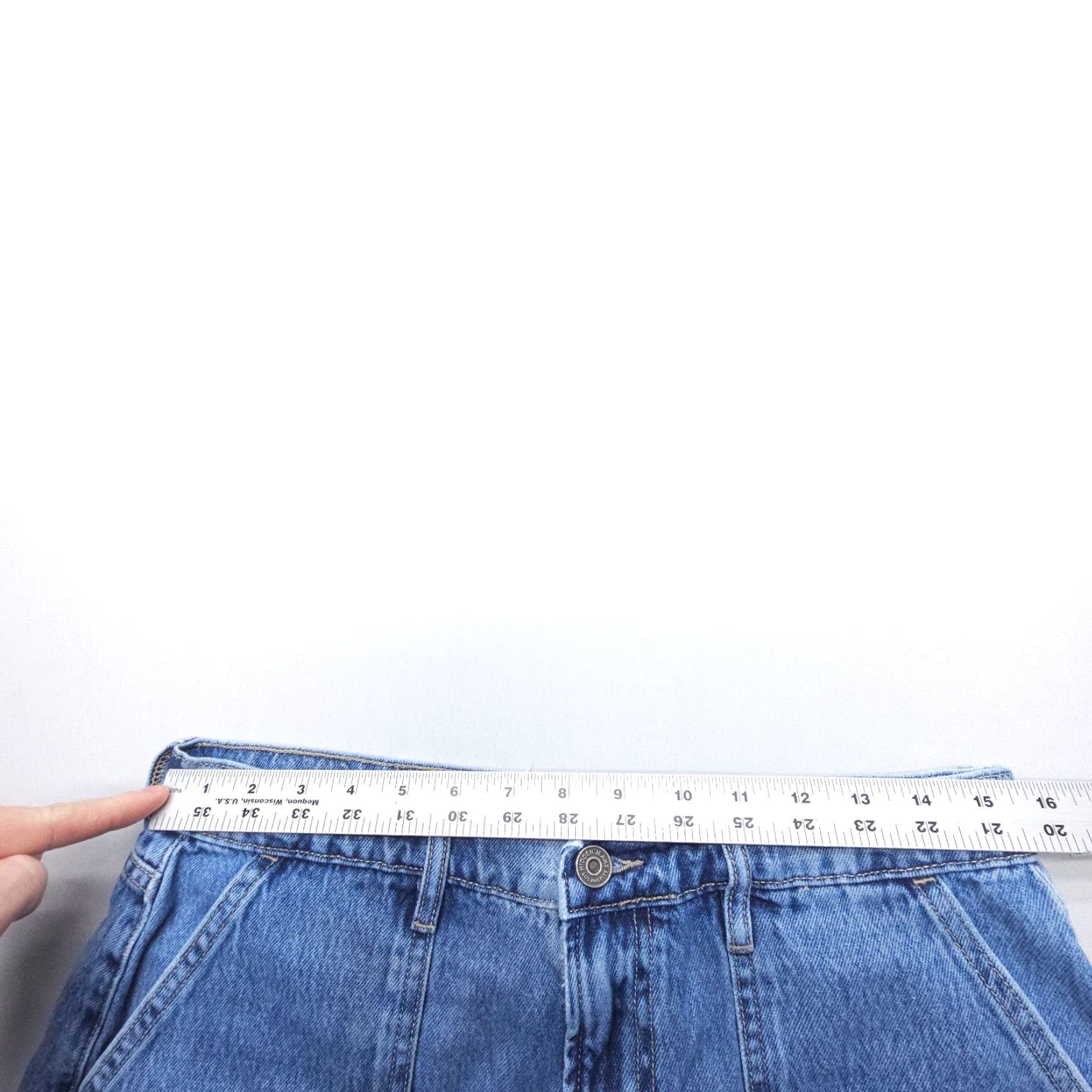 Vintage Hidden Jeans Womens 31 Blue Cargo Wide-Leg High Rise Denim 5-Pocket Bohemian Cotton Blend Skater Vintage No N/A Size 24" / US 00 / IT 34 - 7 Thumbnail
