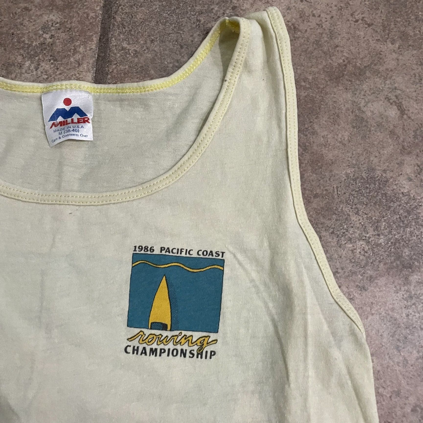 Vintage VINTAGE Miller yellow Pacific coast championship muscle shirt Mens M Size US M / EU 48-50 / 2 - 3 Thumbnail