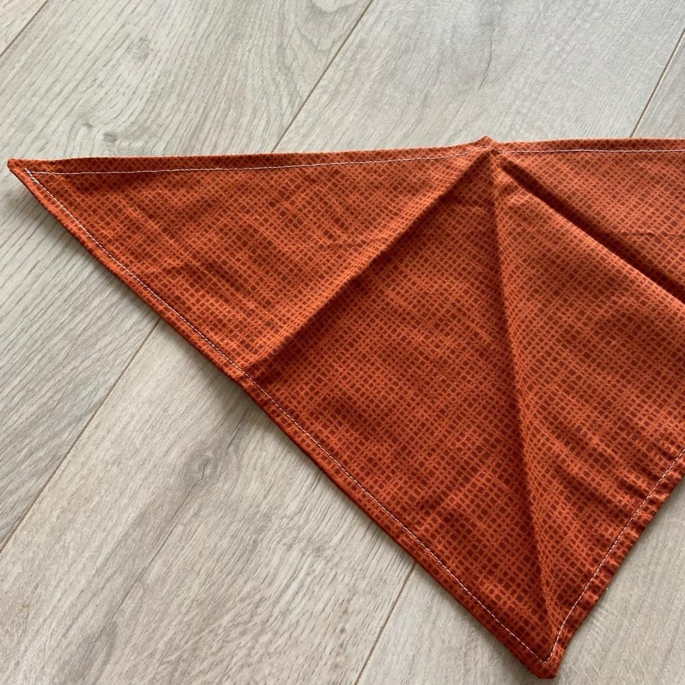 Designer Orange Square Pattern Dog Bandana with Matching Scrunchie Size ONE SIZE - 3 Thumbnail