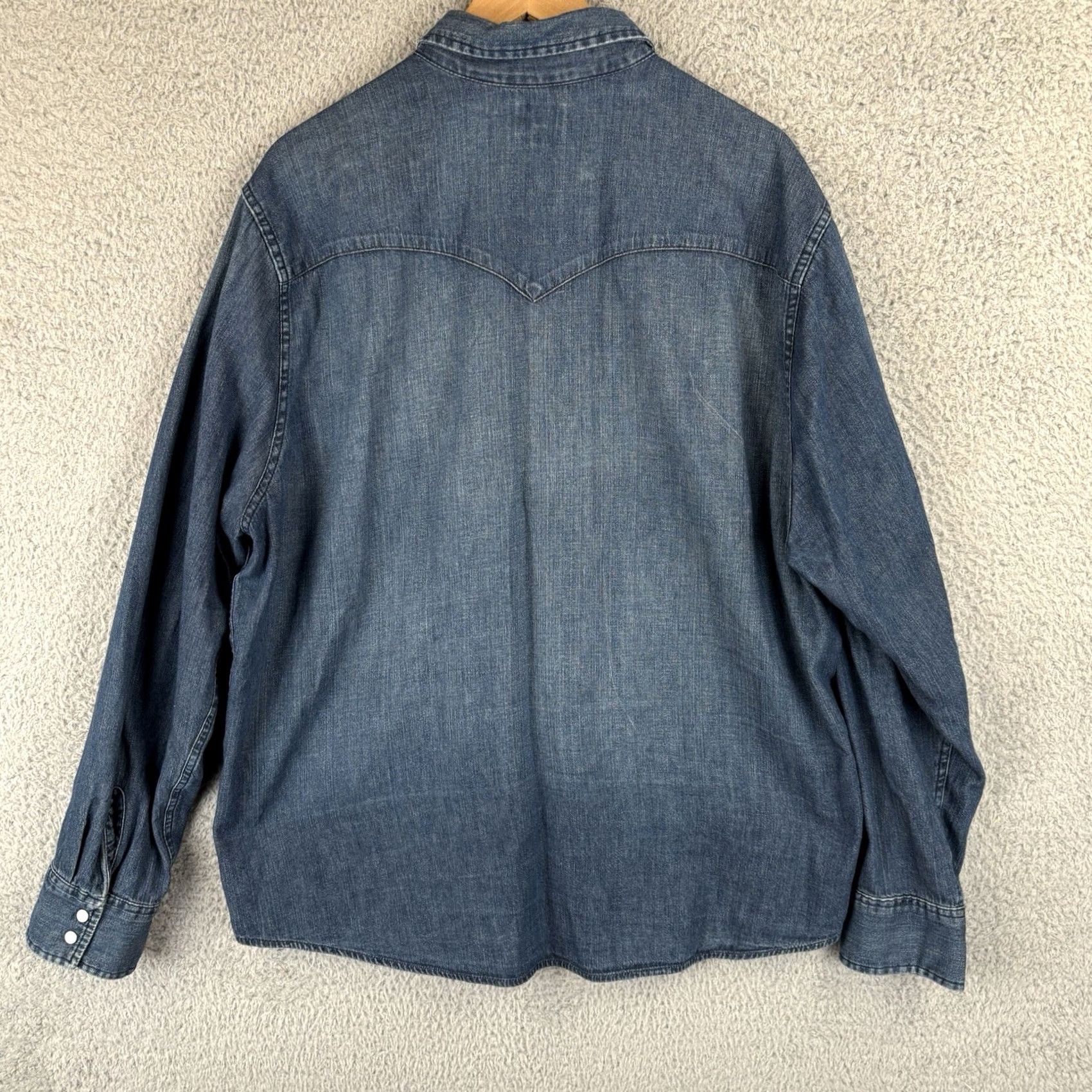 Levi's Levi's Denim Shirt Mens 2XL Blue Pearl Snap Indigo Dark Wash Western Cowboy Shirt Men Regular Long Sleeve Button-Up Pockets Size US XXL / EU 58 / 5 - 5 Thumbnail