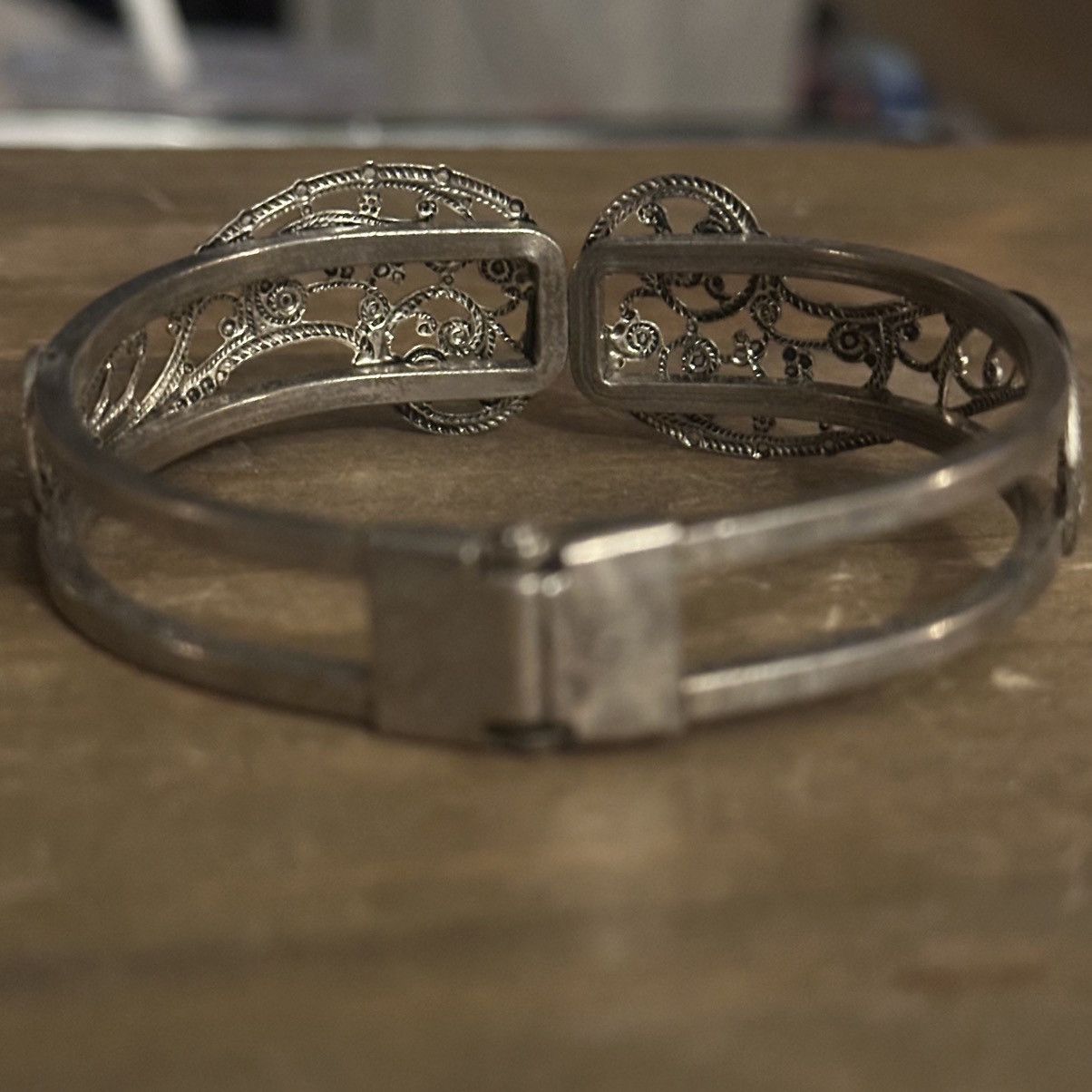 Vintage Vintage silver tone filigree clamper bracelet Size ONE SIZE - 5 Thumbnail