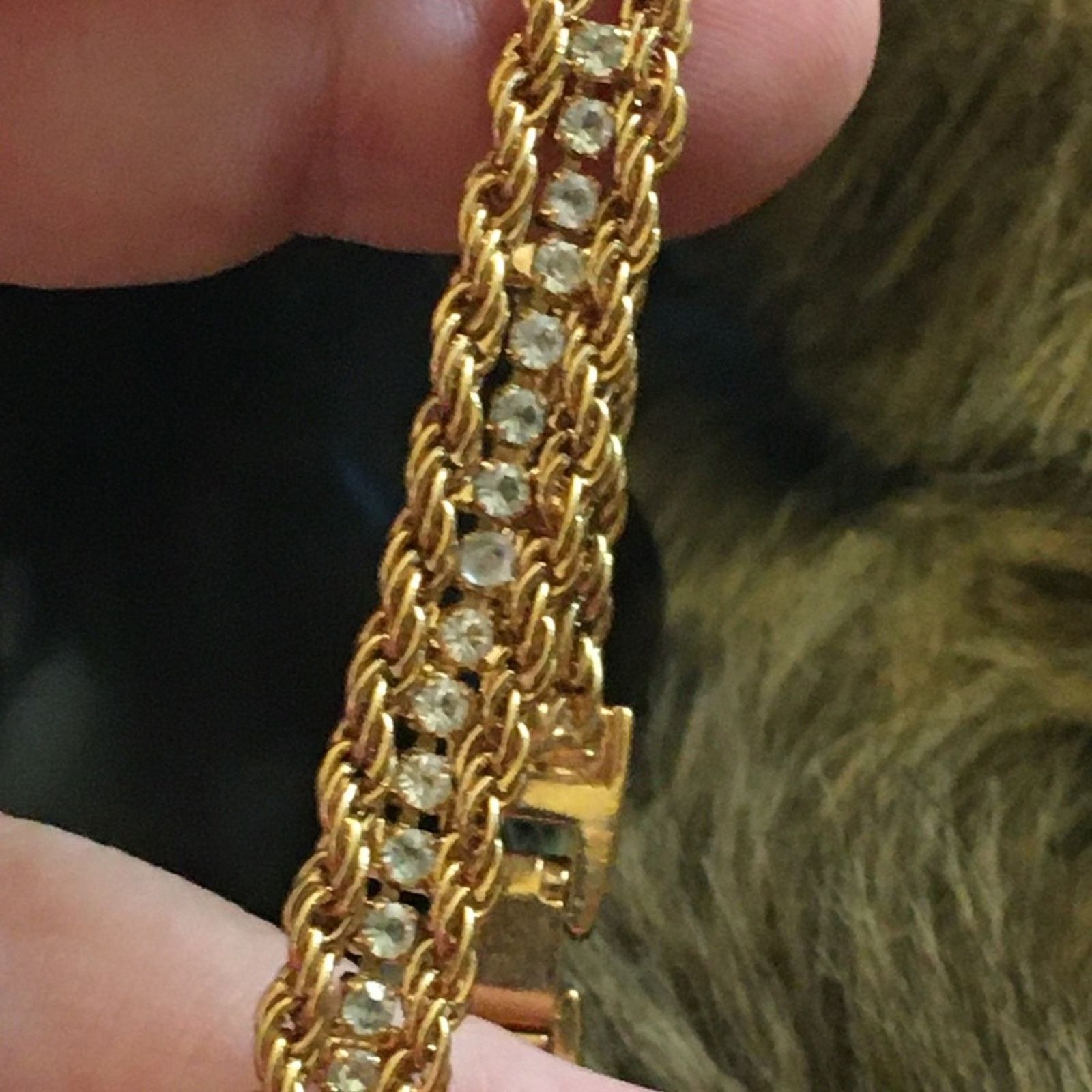Vintage Vintage 70s double rope chain rhinestone bracelet Size ONE SIZE - 6 Thumbnail