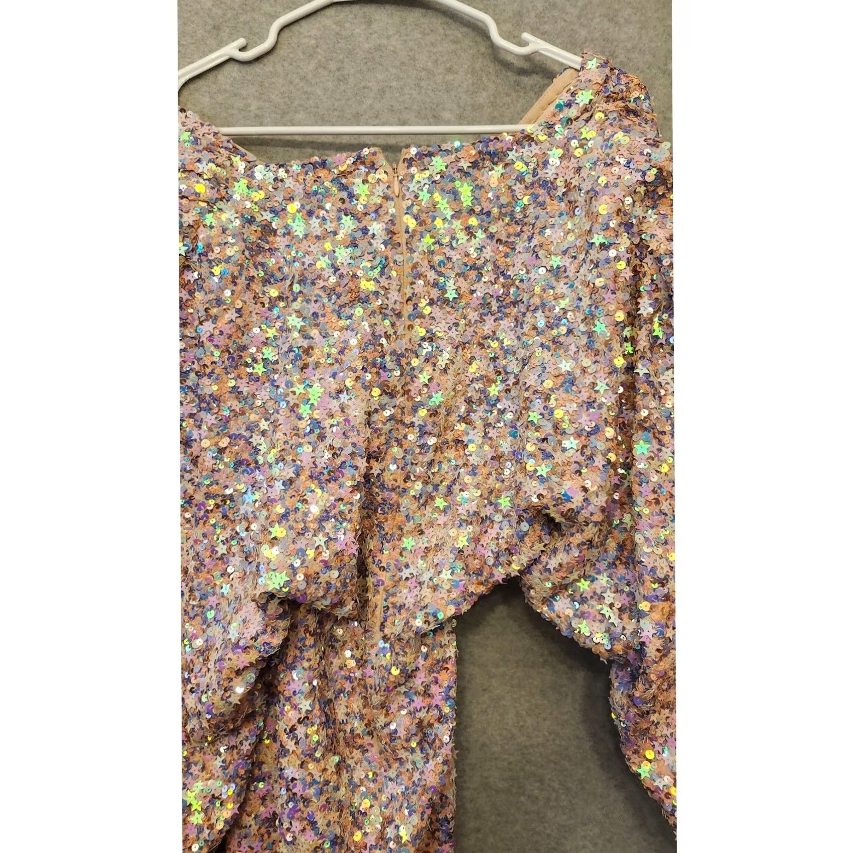 Vintage VINTAGE Retrofete Dress M Womens Short V-Neck Puff Sleeve Sequin Star Embellished Tutti Frutti Paillette Party/Cocktail Size M / US 6-8 / IT 42-44 - 6 Thumbnail