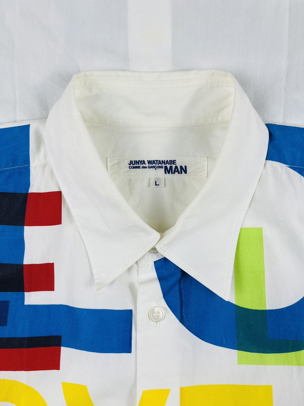 Comme des Garcons × Junya Watanabe × Vintage SS02 Junya Watanabe Love Poem Print Button Up Shirt Size US L / EU 52-54 / 3 - 5 Thumbnail