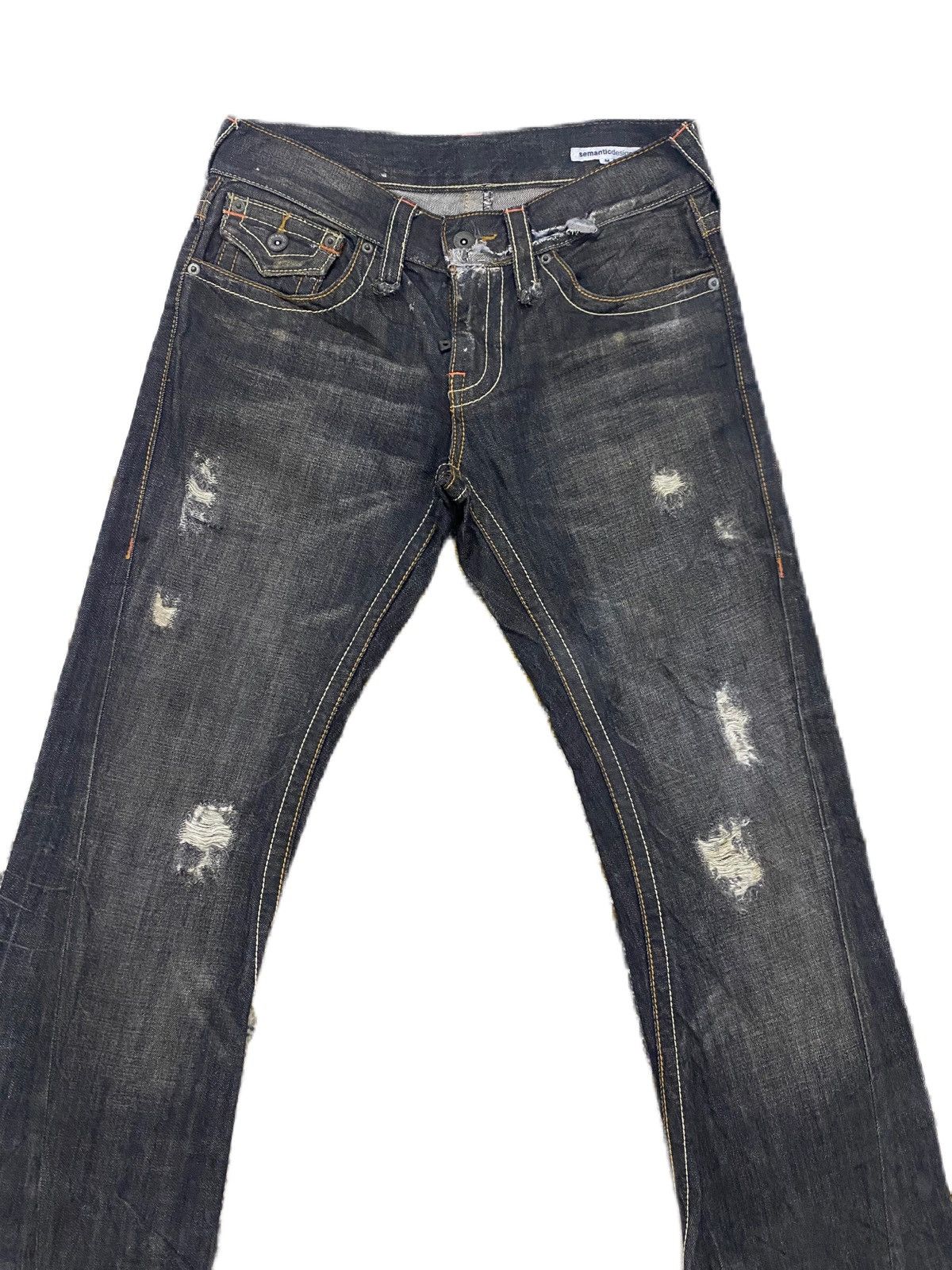 semanticdesign Semantic Design Tri-Zip Distressed Bootcut