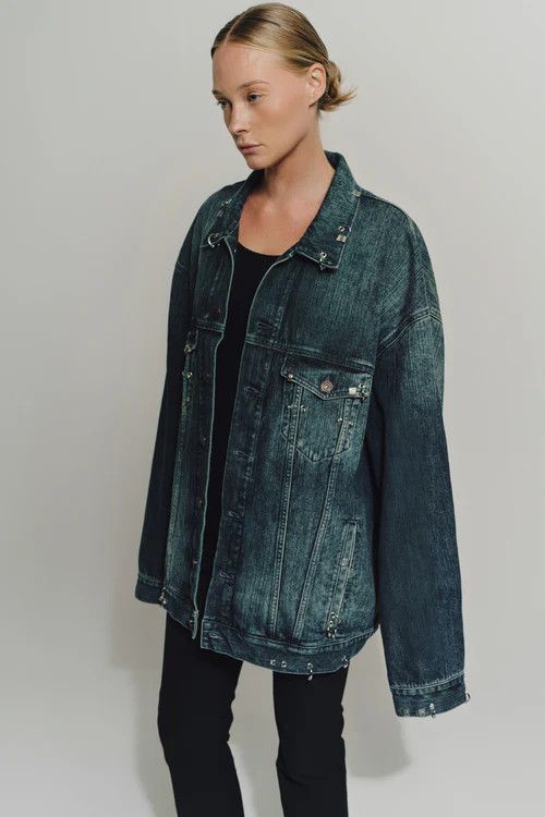 Balenciaga o1mt1gz0125 Pierced Jacket in Dark Ring Size XS / US 0-2 / IT 36-38 - 1 Thumbnail