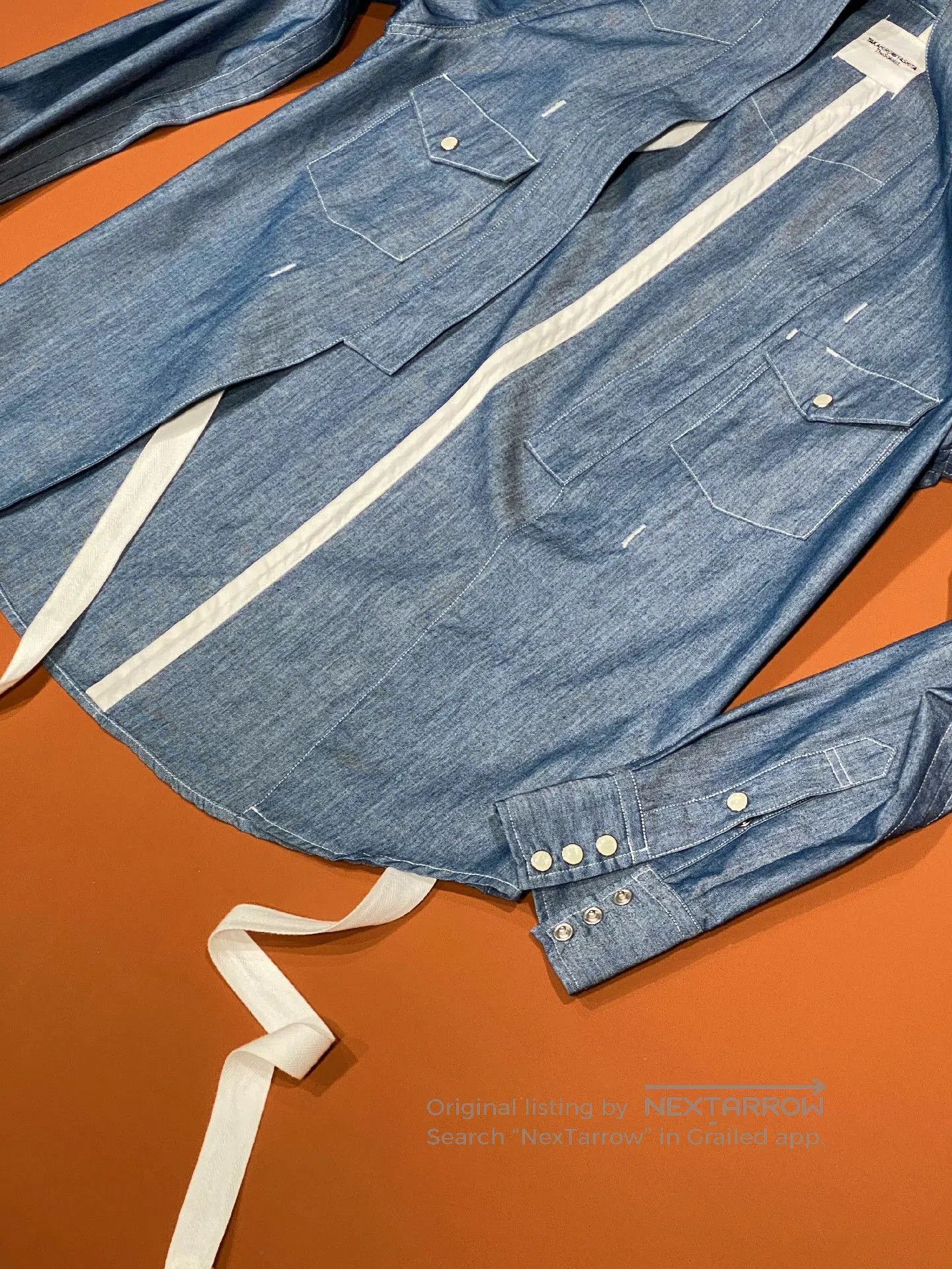 Takahiromiyashita The Soloist. TAKAHIROMIYA.SHITA Light Denim Ribbon Shirt. Size US S / EU 44-46 / 1 - 5 Thumbnail