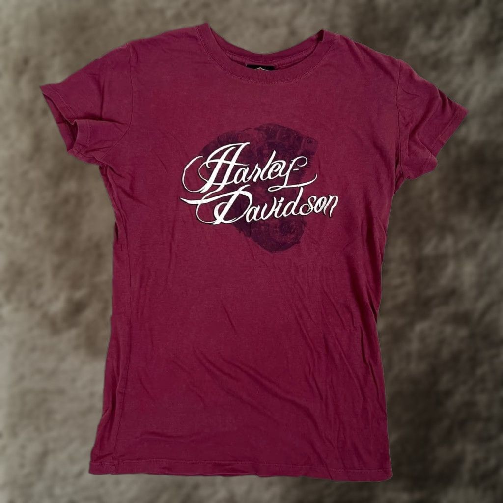 Harley Davidson VINTAGE Harley-Davidson Shirt Womens Large Burgundy Anaheim California Motorcycle Tee Size L / US 10 / IT 46 - 1 Thumbnail