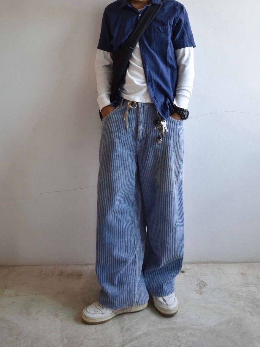 Pre-owned Anchor Blue X Jnco Faded Vintage Wide Leg Corduroy Anchor Blue Baggy Pants In Faded Blue