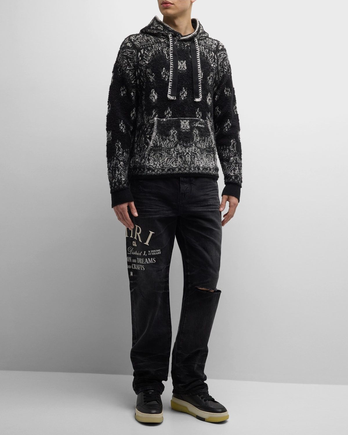 Amiri o1y0525 Logo Hoodie in Black/White Size US L / EU 52-54 / 3 - 5 Thumbnail