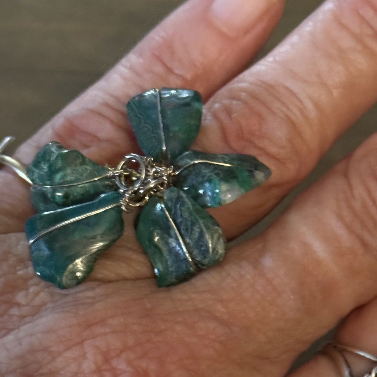 Vintage Vintage gold tone moss agate dangle cluster cuff ring Size ONE SIZE - 4 Thumbnail