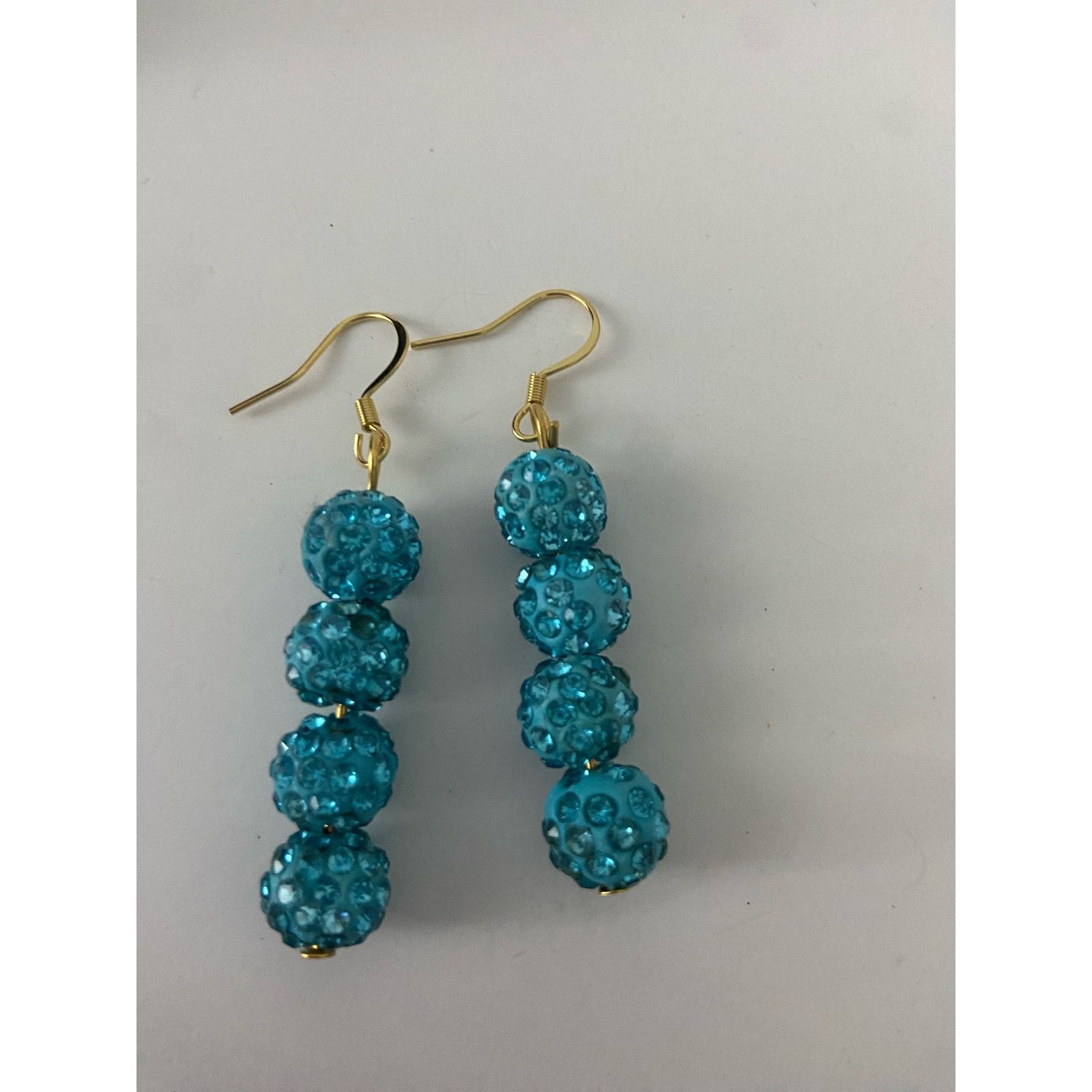 Handmade bright blue bead earrings Size ONE SIZE - 4 Thumbnail