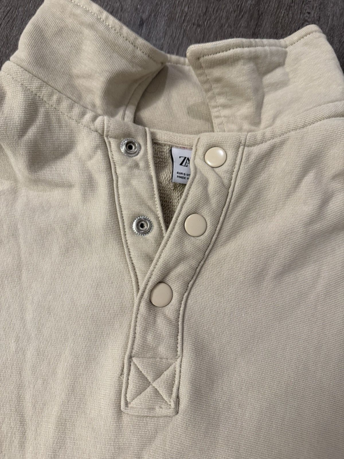 Zara Zara Men's Cream High-Collar Button Up Sweatshirt Small Size US S / EU 44-46 / 1 - 2 Thumbnail