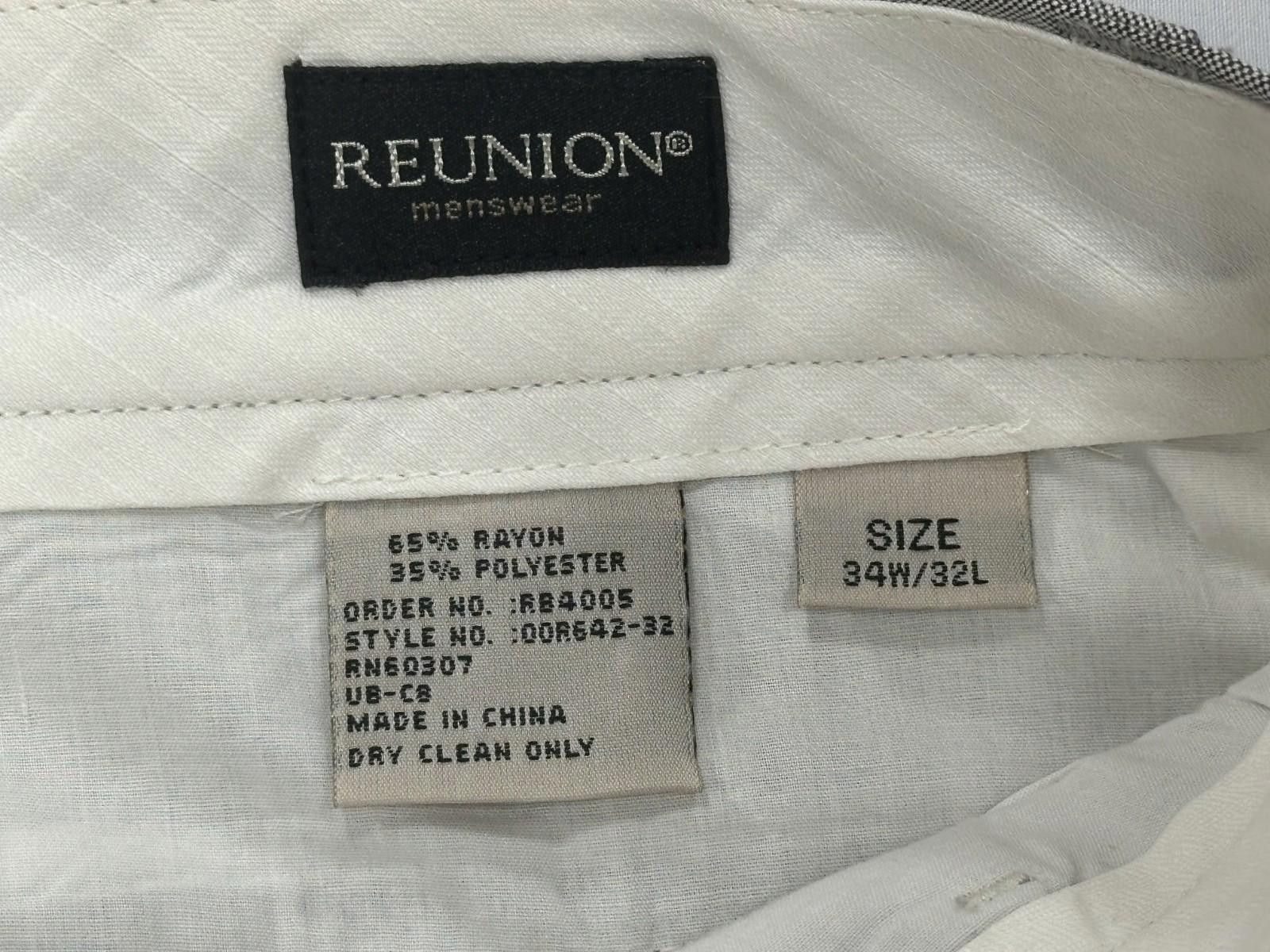 Other Reunion Menswear Pleated Straight Leg Dress Pants Gray 34/32 Size US 34 / EU 50 - 3 Thumbnail