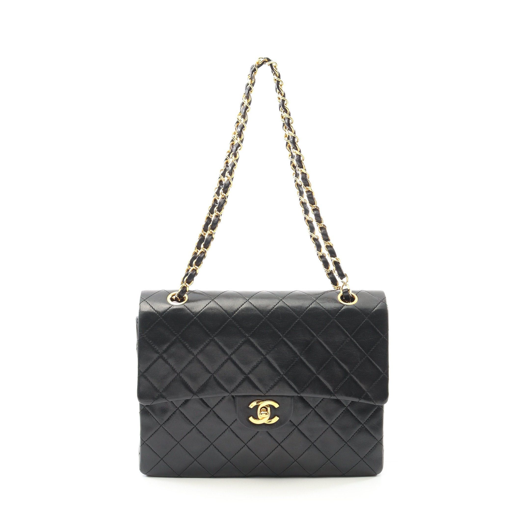 Chanel Chanel Matelasse Double Flap Chain Shoulder Bag Lambskin Black Gold Hardware Size ONE SIZE - 1 Thumbnail