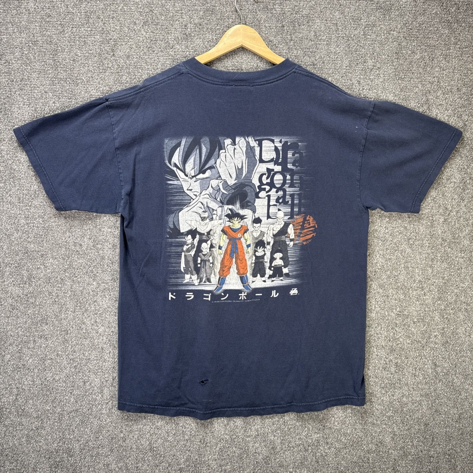 Vintage Dragon Ball Z Shirt Mens XL Navy 90s Goku TV Show Short 