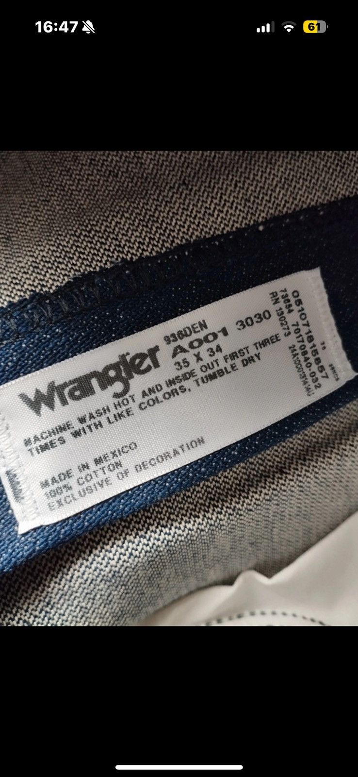 Wrangler Wrangler 936 Cowboy Cut Slim Fit W35L34 Vintage 80s new jean Size US 35 - 7 Thumbnail