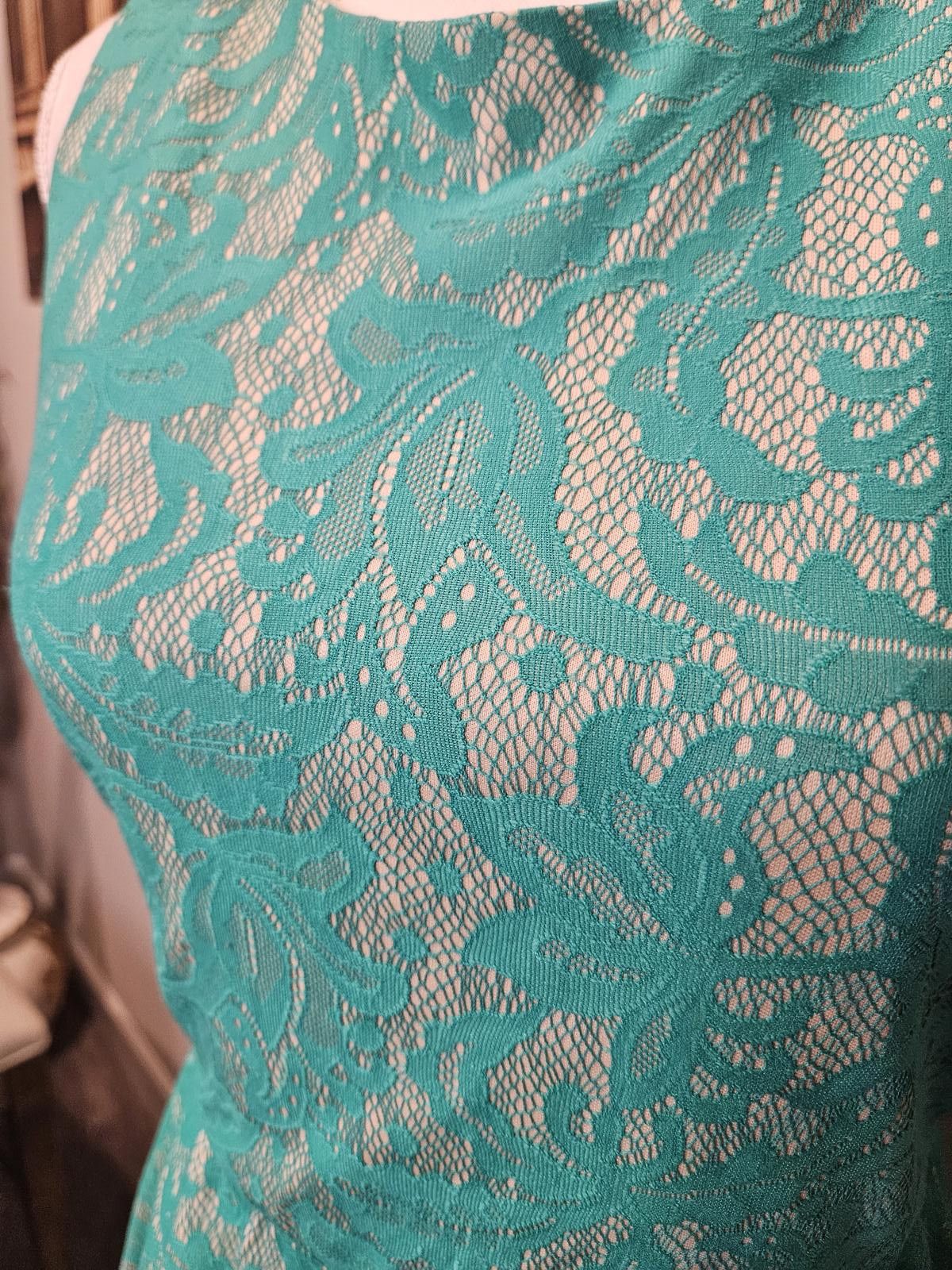 Designer Soulmates Turquoise Lace Dress #552 Size M / US 6-8 / IT 42-44 - 4 Thumbnail