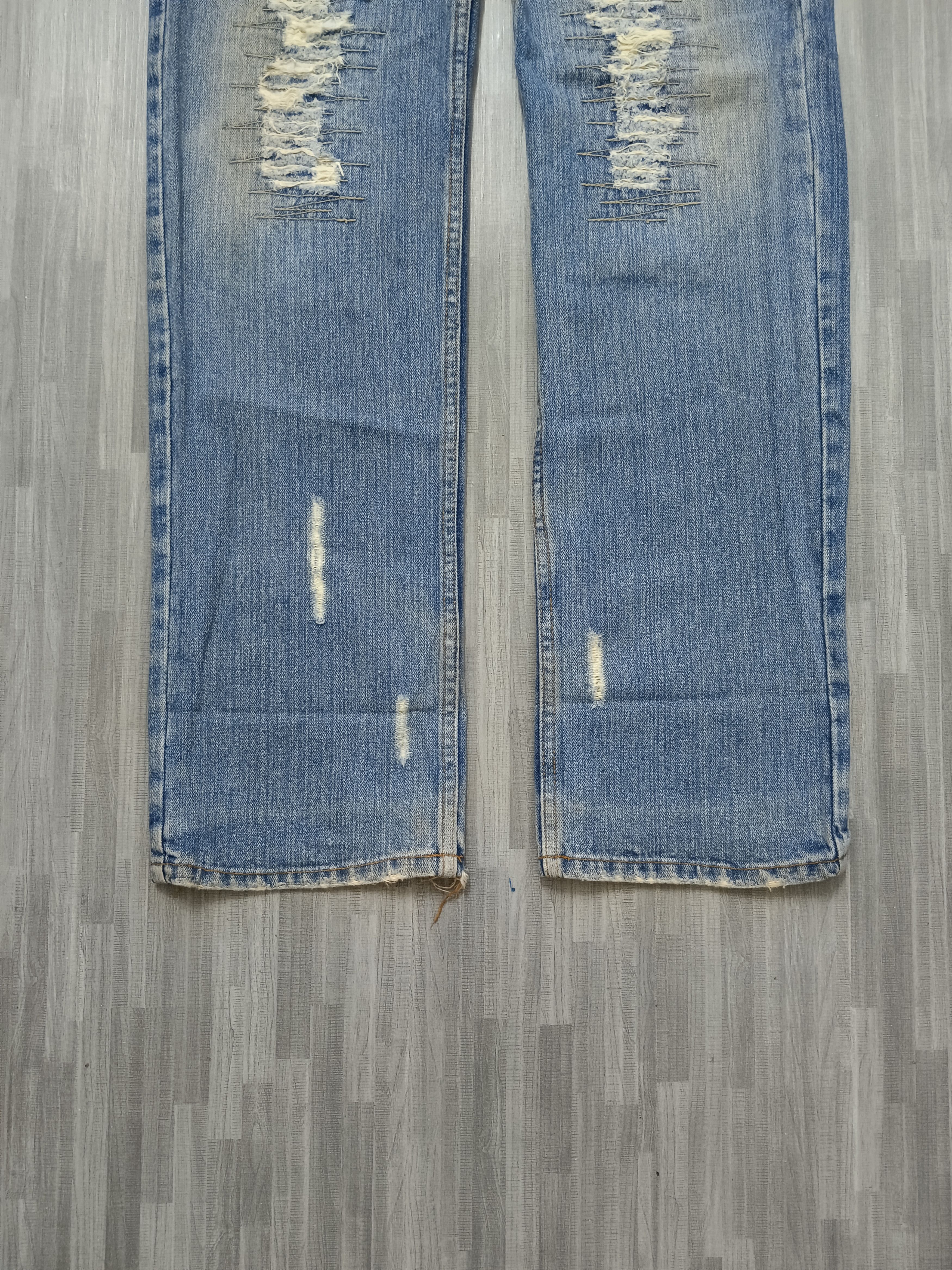 Japanese Brand DISTRESSED PACTHWORK NYLAUS DENIM PANTS Size US 31 - 7 Thumbnail