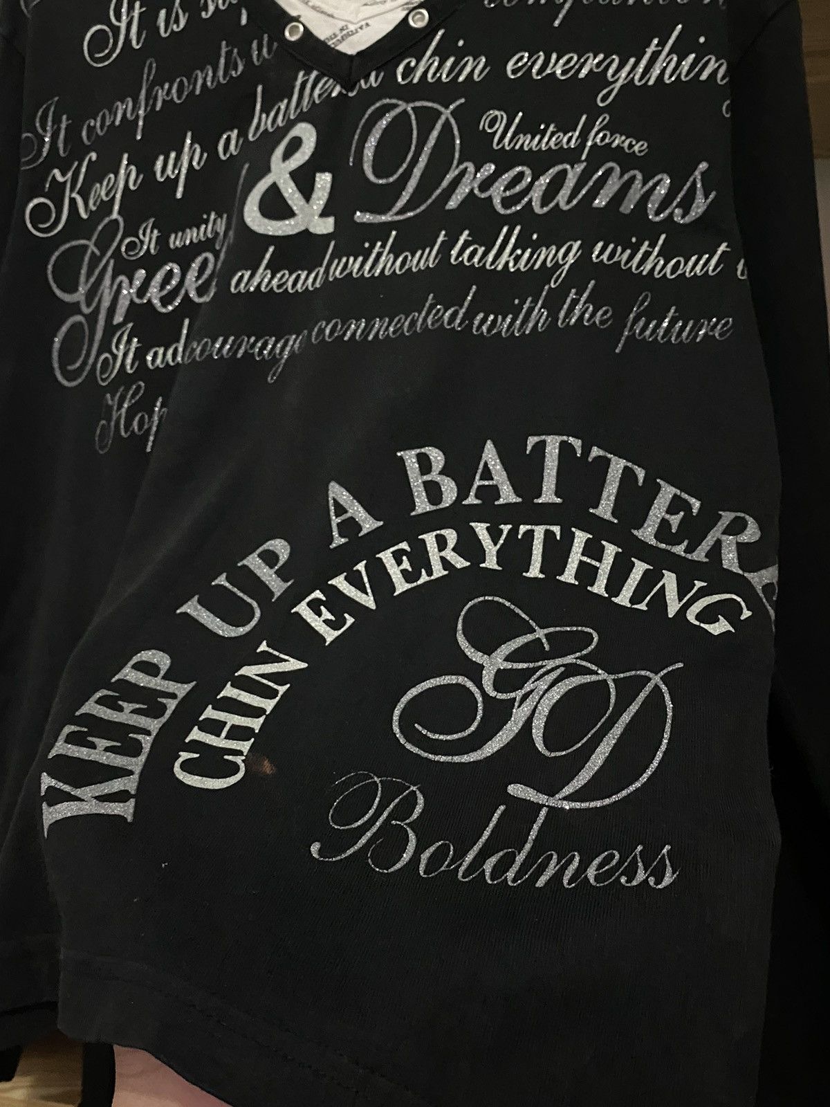 Japanese Brand Sorridere Sedetionaries Poem Double Layer Punk Longsleeve Size US L / EU 52-54 / 3 - 4 Thumbnail