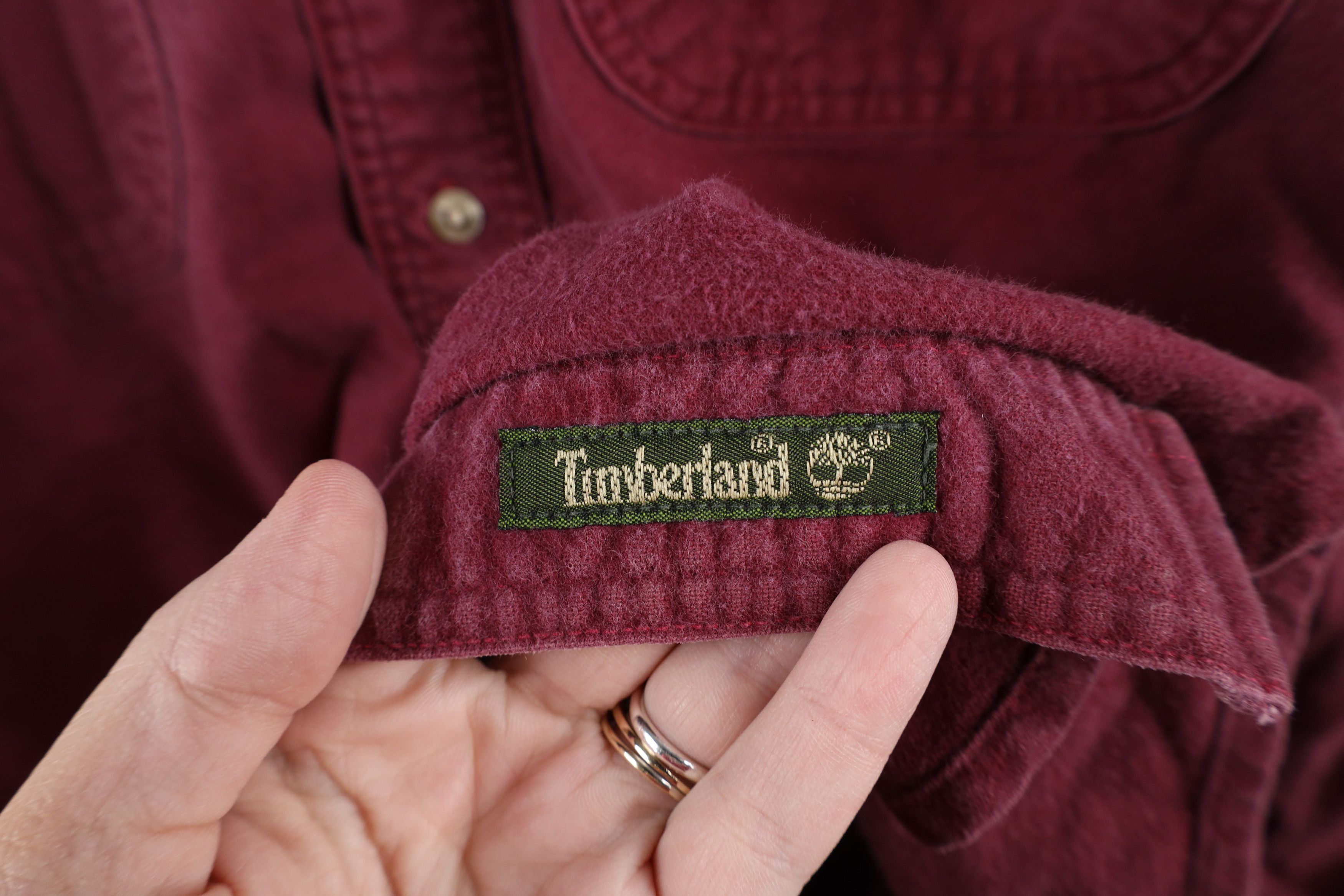 Timberland × Vintage Vintage 90s Timberland Chamois Cloth Button Shirt Red Size US M / EU 48-50 / 2 - 8 Thumbnail