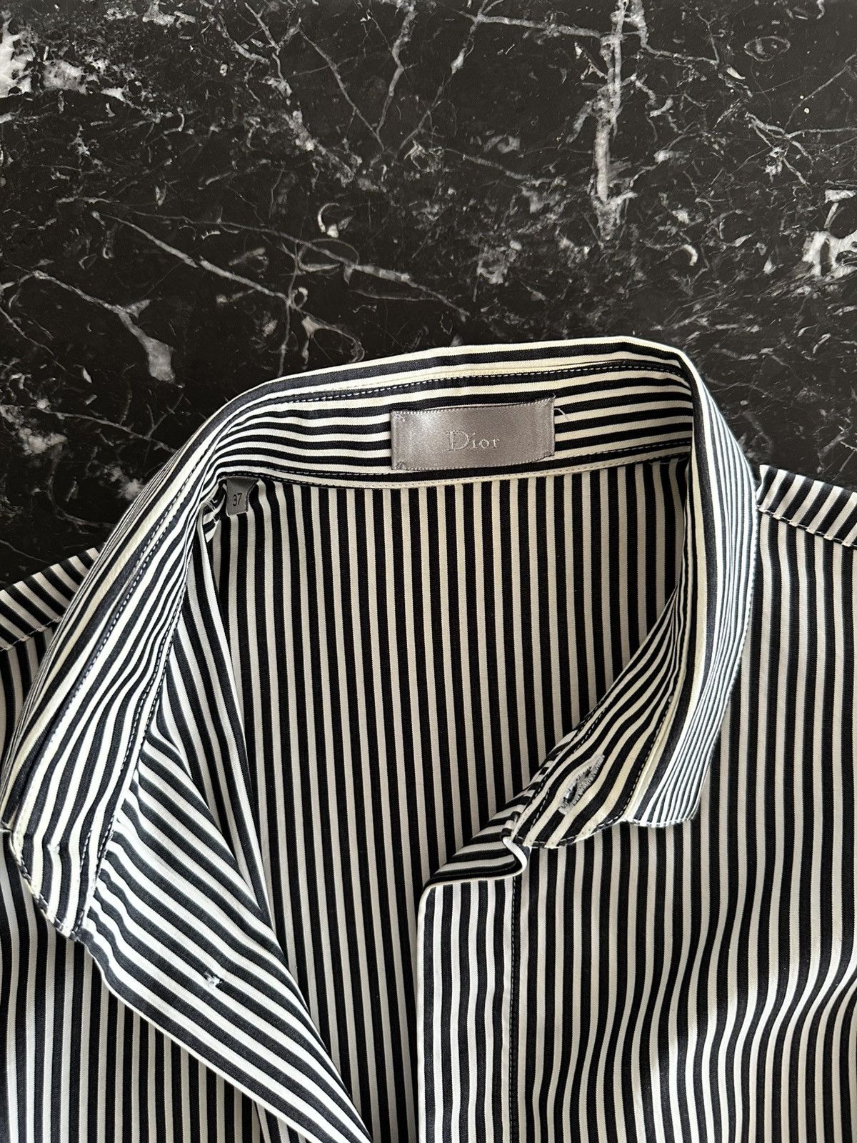 Dior FW06 B&W Striped Cotton Poplin Shirt Bee Embroidery sz 37 Size US S / EU 44-46 / 1 - 4 Thumbnail