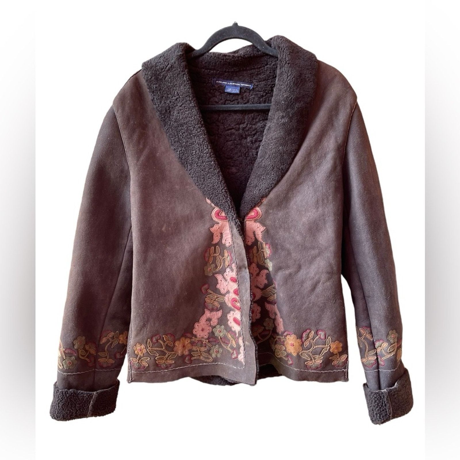 Ralph Lauren VTG Ralph Lauren Coat SHEARLING Suede LEATHER Embroider Size M / US 6-8 / IT 42-44 - 1 Thumbnail