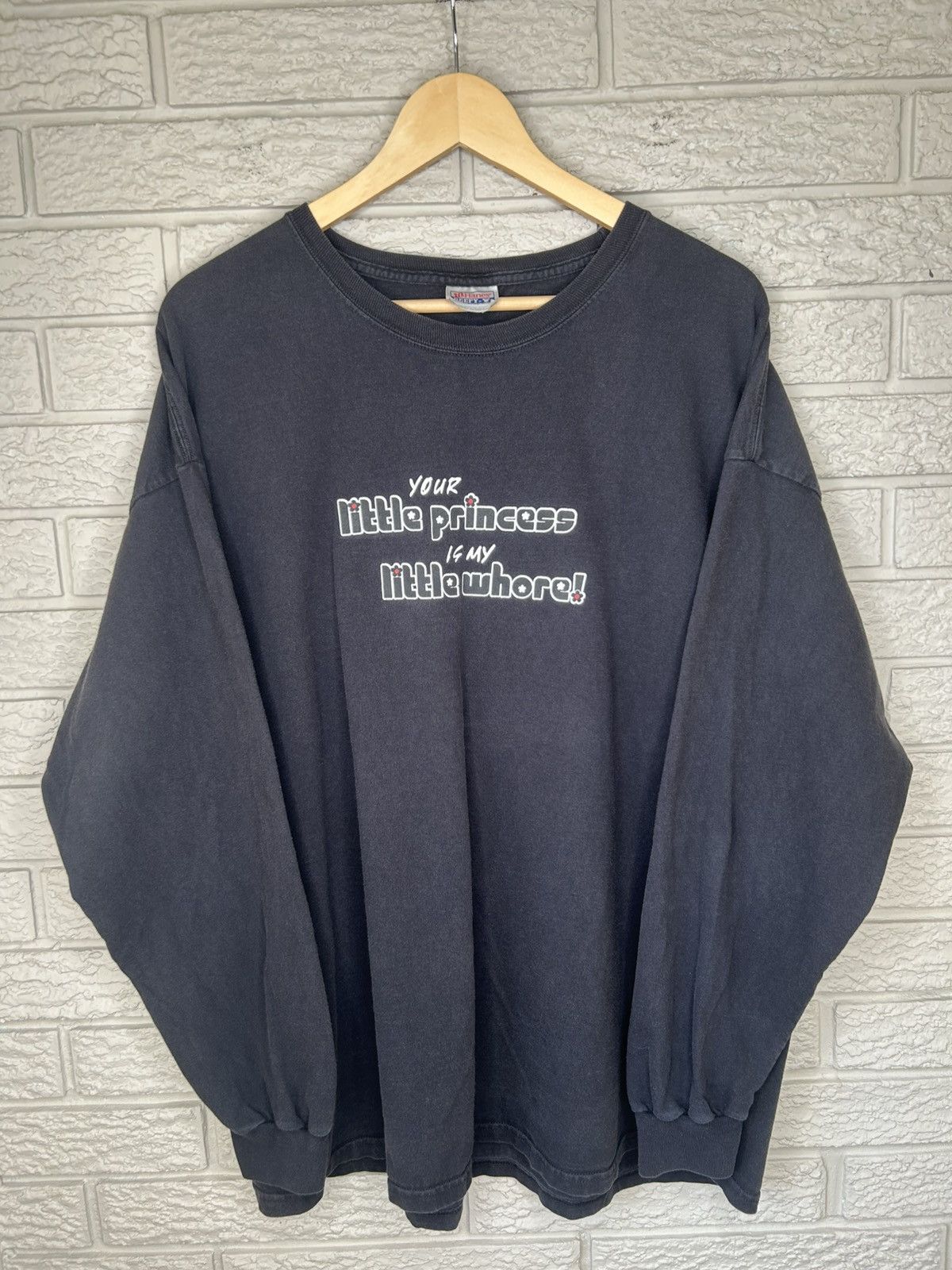 Vintage Vintage 90s Little Whore Funny Faded Long Sleeve Size US XL / EU 56 / 4 - 4 Thumbnail