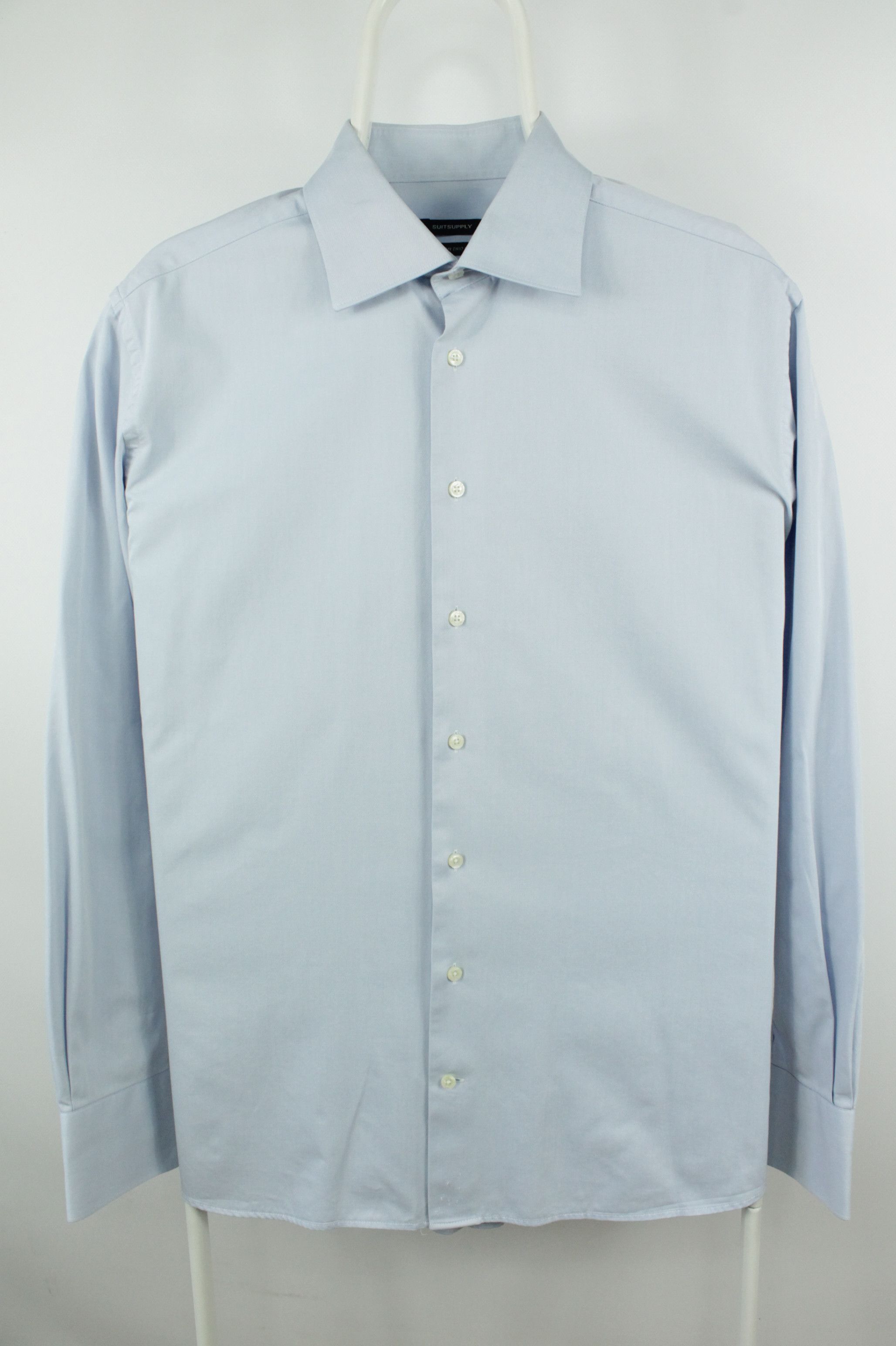Designer × Suitsupply Suitsupply Cotton Two Ply Slim Fit Formal Light Blue Shirt Size US L / EU 52-54 / 3 - 1 Thumbnail